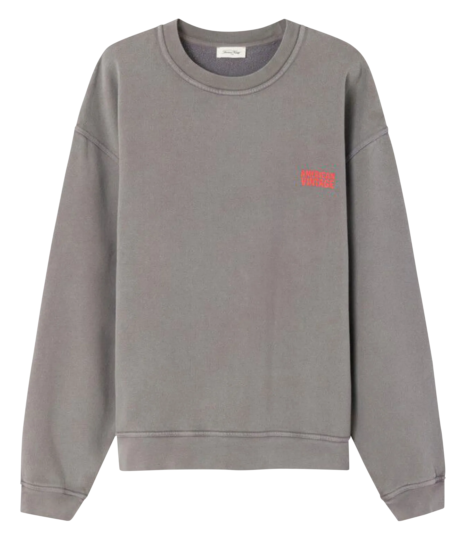 Gerade geschnittenes Rundhals-Sweatshirt aus Baumwolle Grau PLIZZY