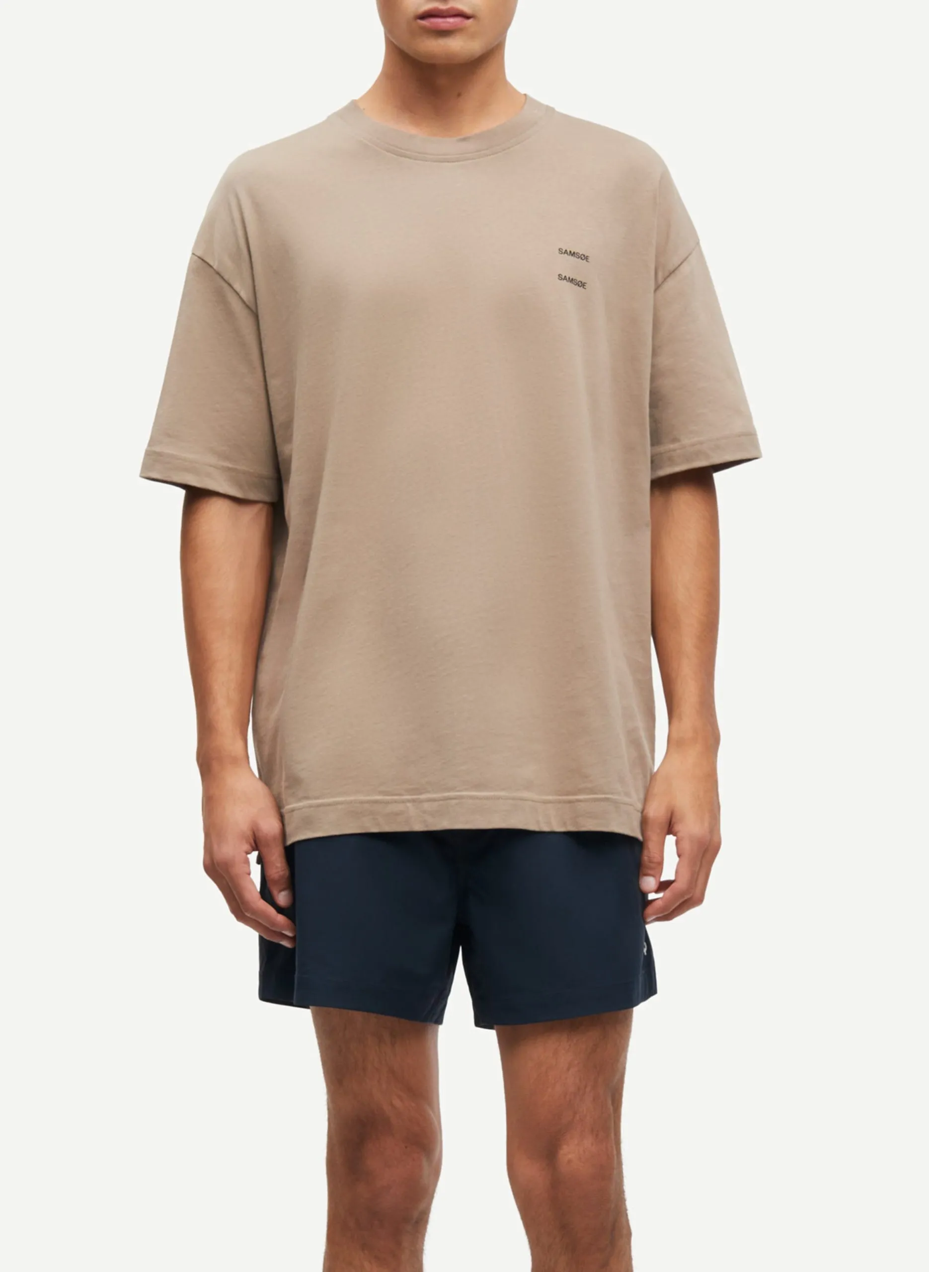 Rundhals-T-Shirt aus Bio-Baumwolle mit Siebdruck Beige JOEL