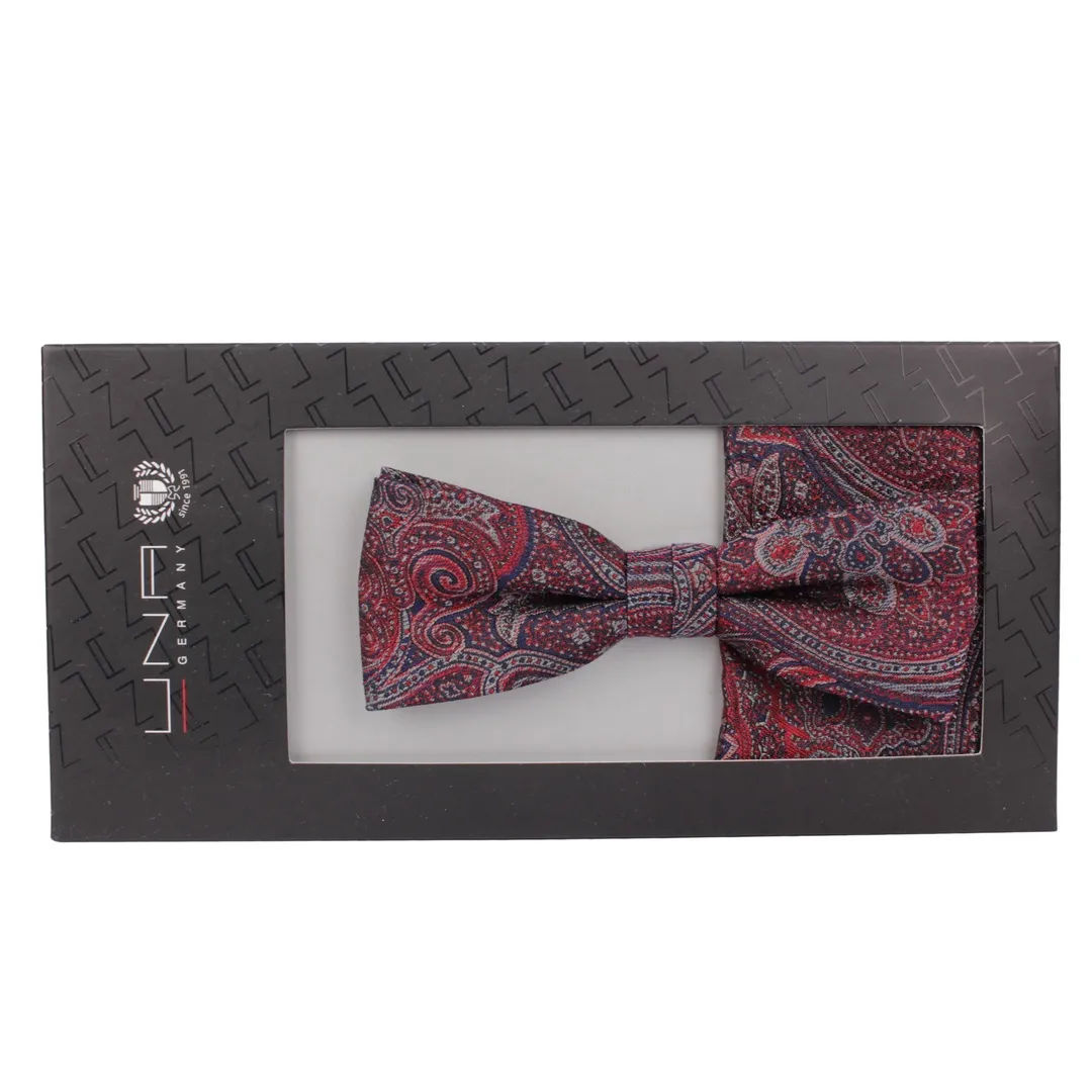 UNA Herren Fliege Schleife Einstecktuch Set rot gemustert 82871547
