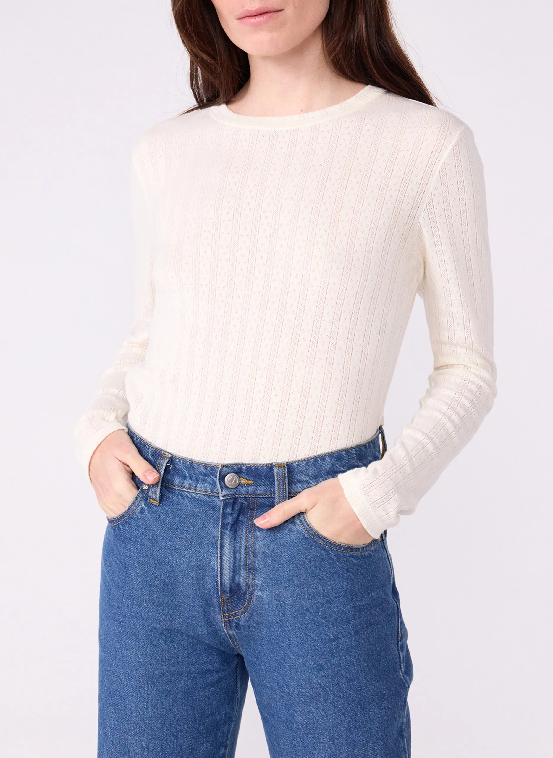 Tailliertes T-Shirt aus Baumwolle Beige