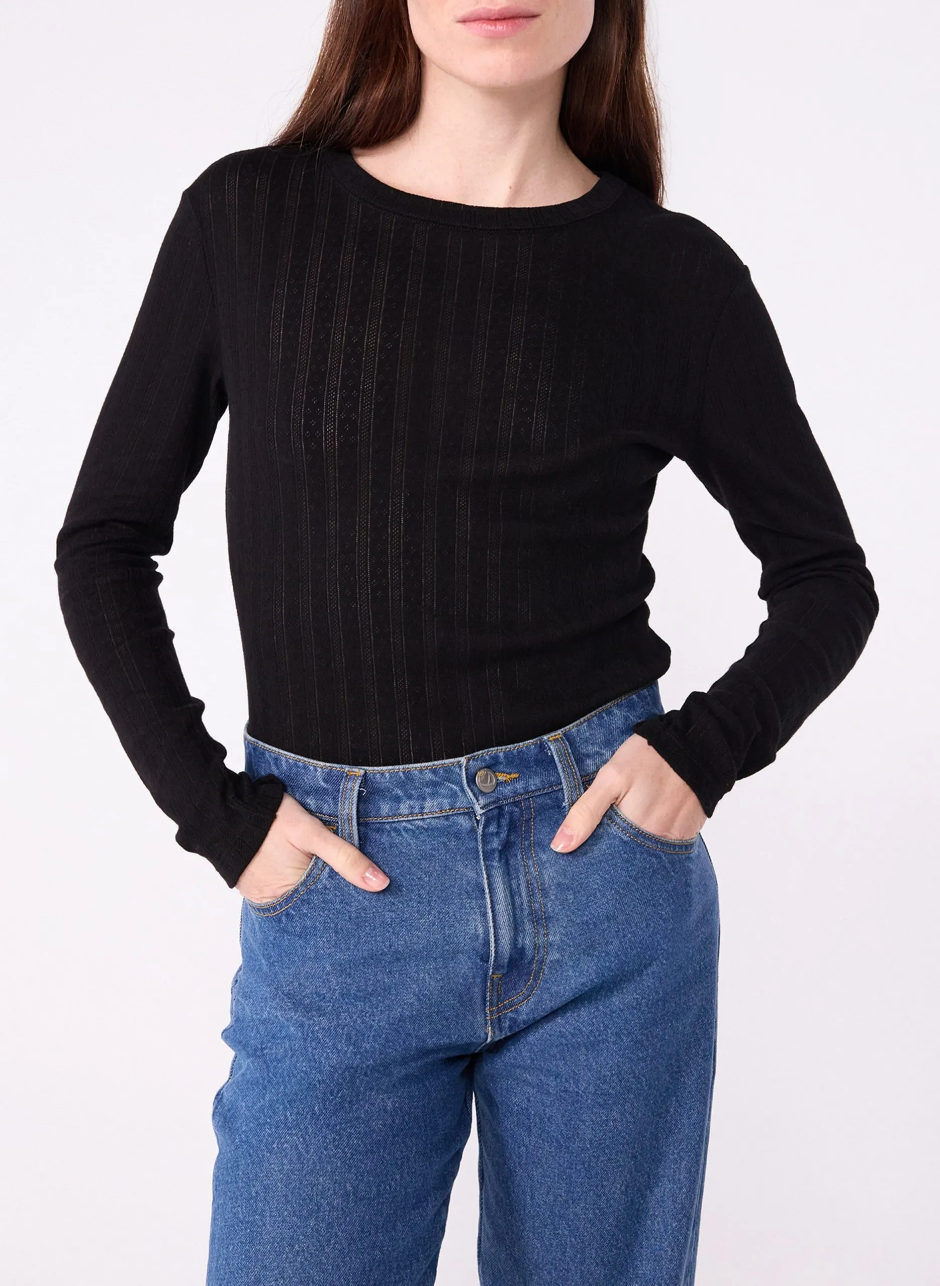 Tailliertes T-Shirt aus Baumwolle Schwarz