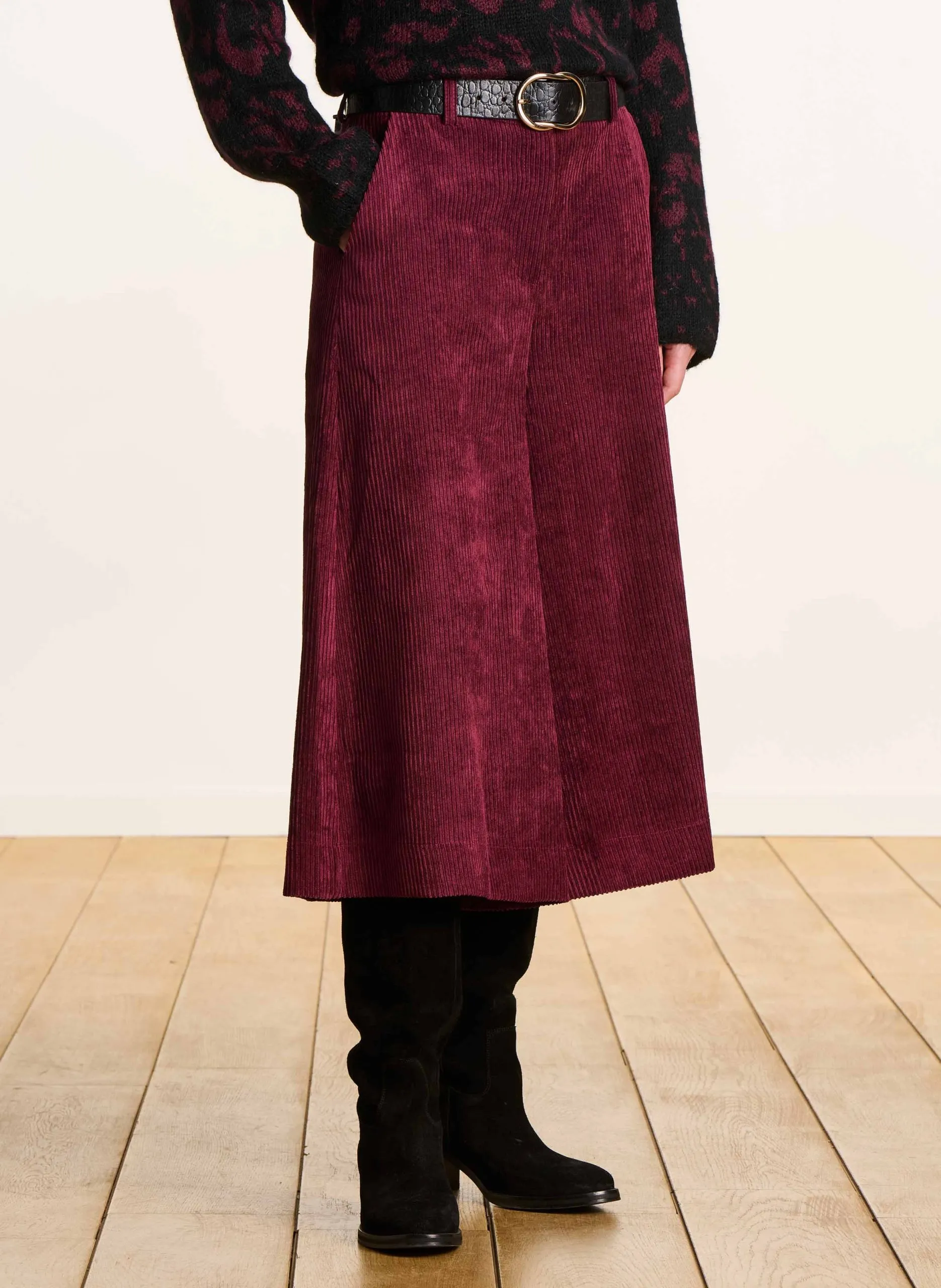 Weite Bermudashorts aus Cord Braun