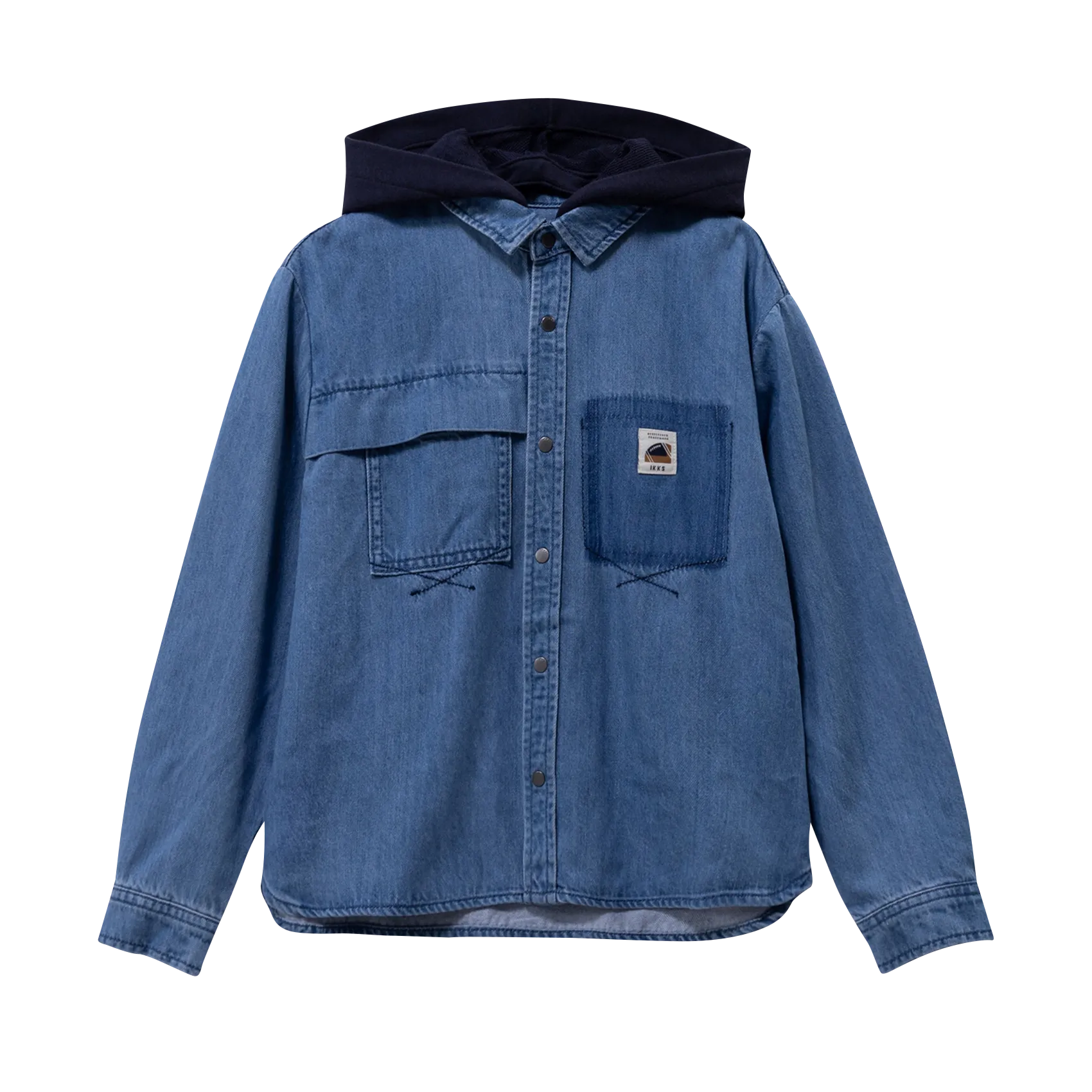 Gerade geschnittenes Hemd aus Baumwoll-Mix mit klassischem Kragen Blau