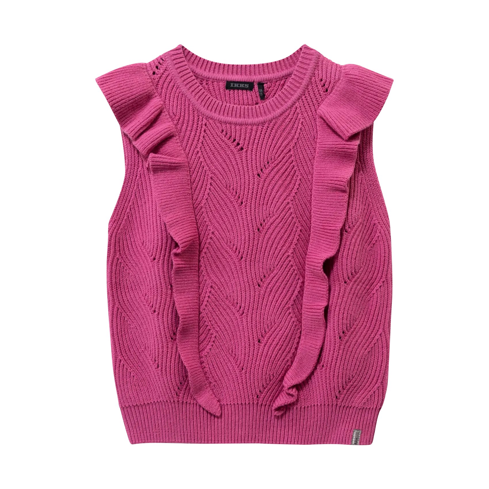 Ärmelloser Pullover mit Schnürung aus Baumwolle und Wolle Rosa