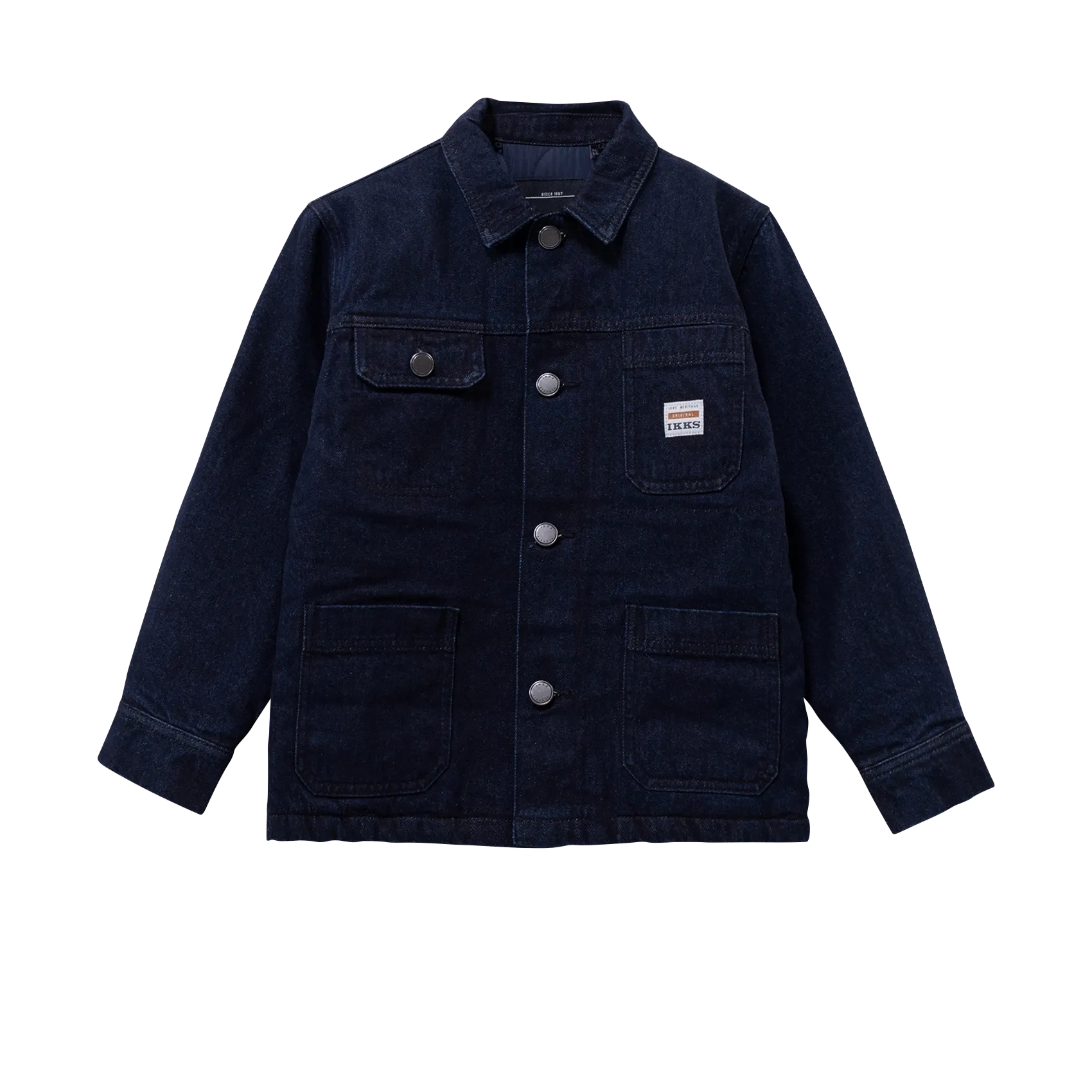 Gerade geschnittene Baumwolljacke mit klassischem Kragen Blau