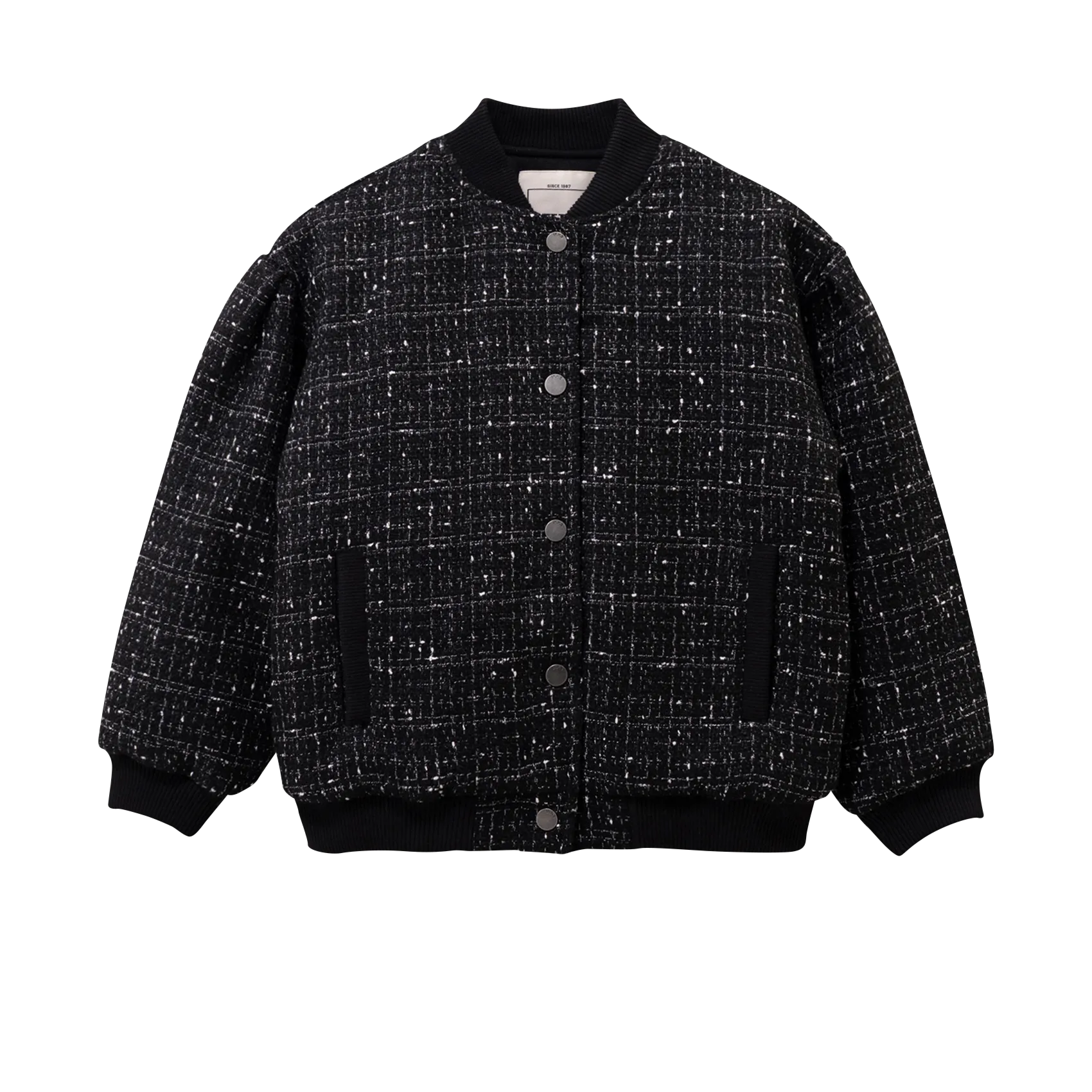 Blouson mit College-Kragen Schwarz