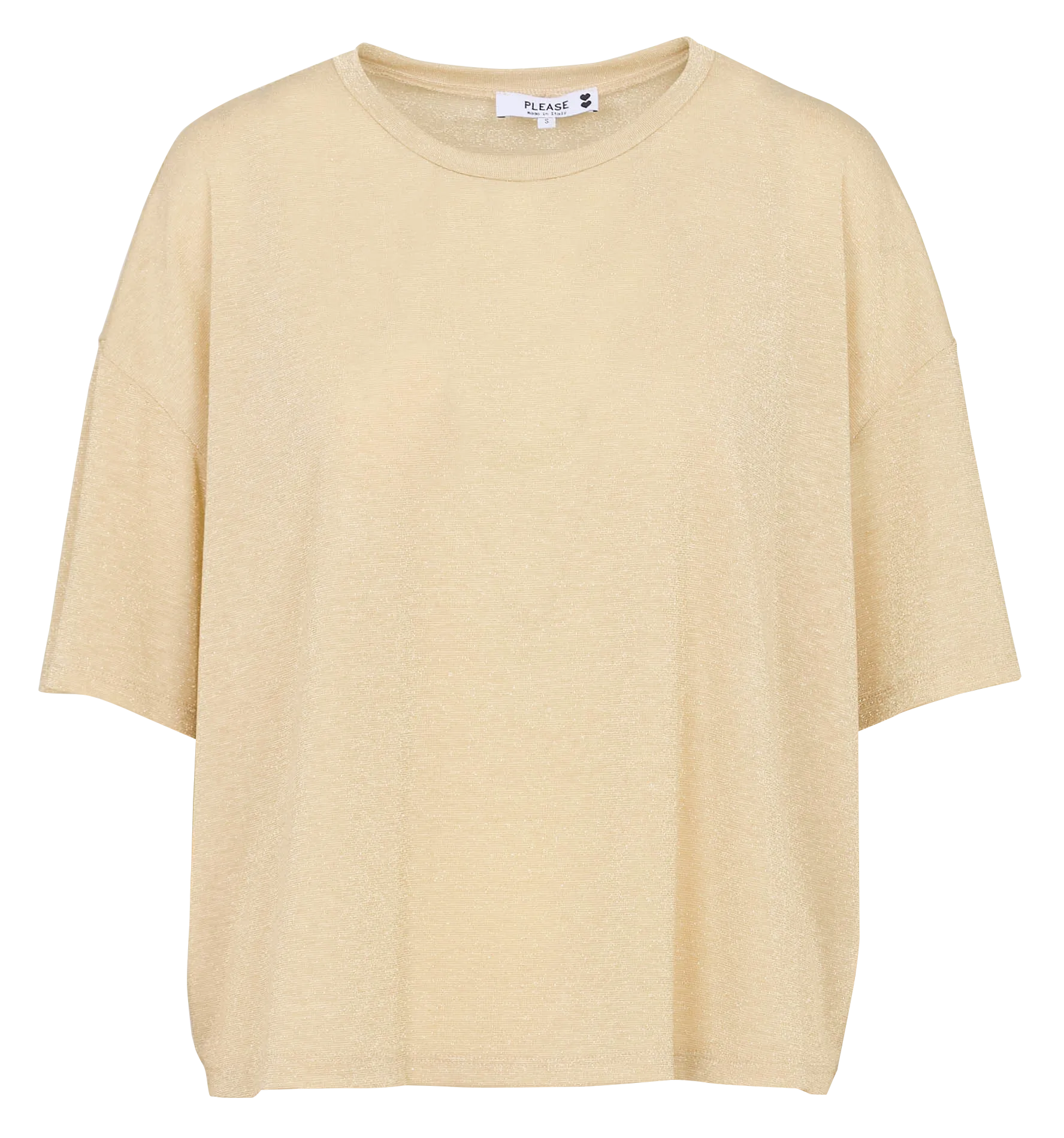 Locker geschnittenes, fließendes Pailletten-T-Shirt Beige