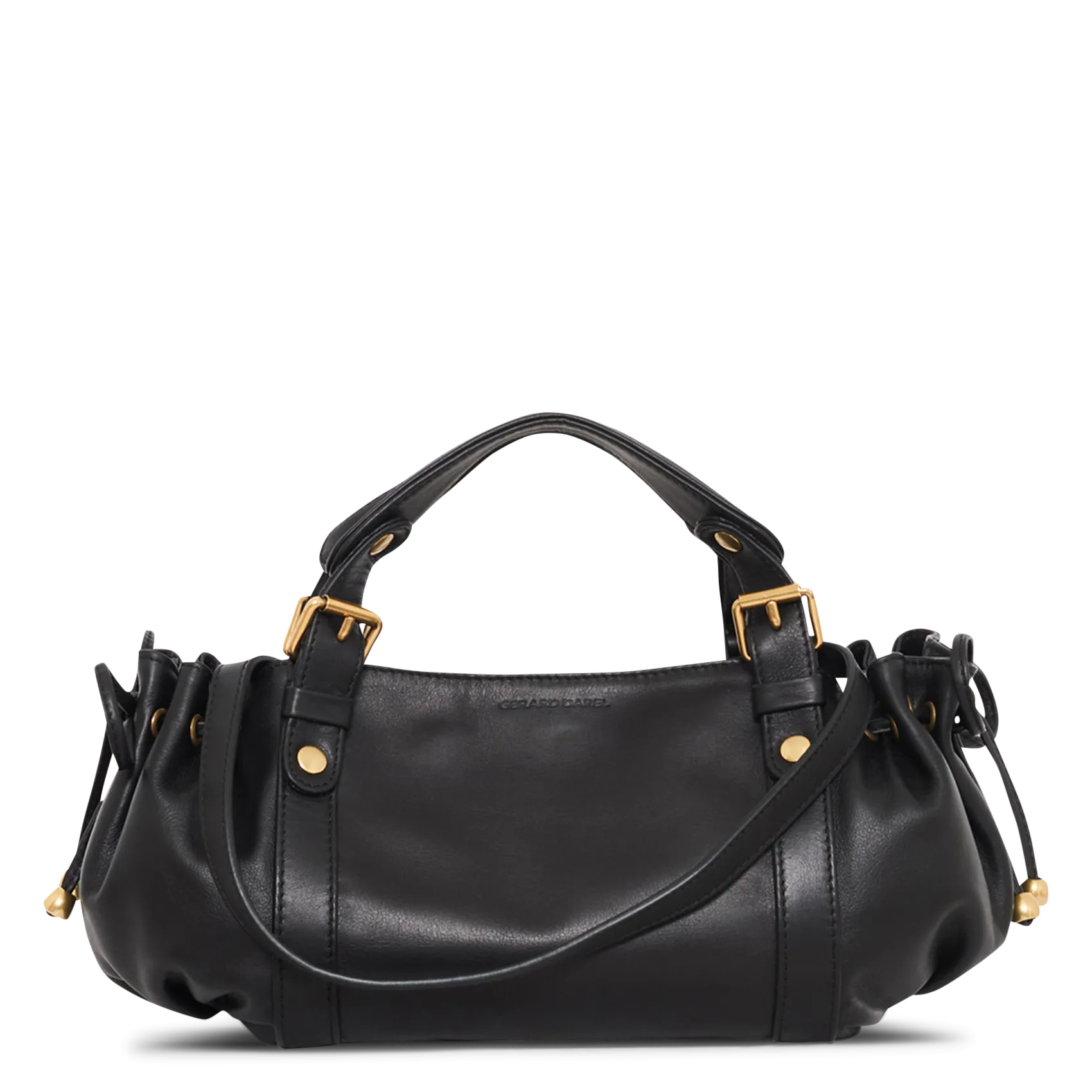 Bowlingtasche aus genarbtem Leder mit Reißverschluss Schwarz 12H