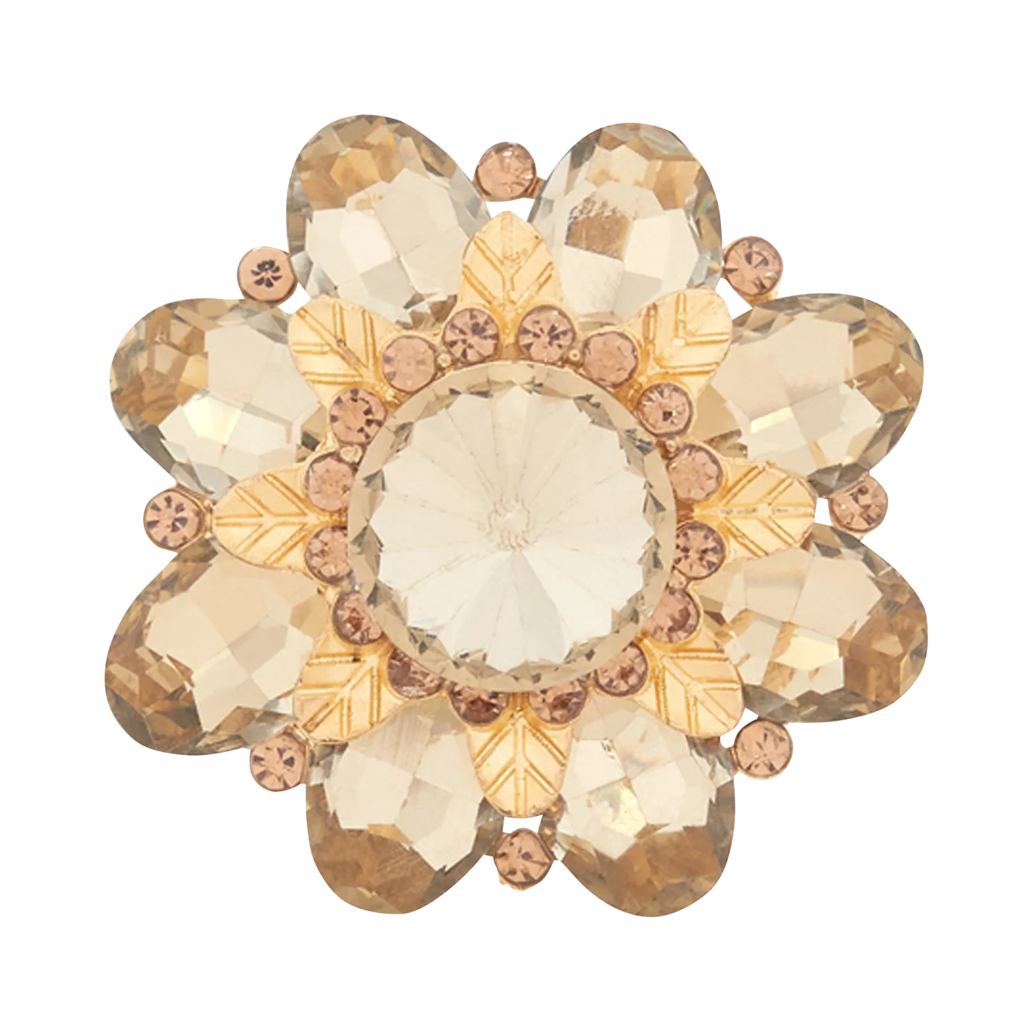 Anstecknadel mit Steinen und Strass Golden FLORA