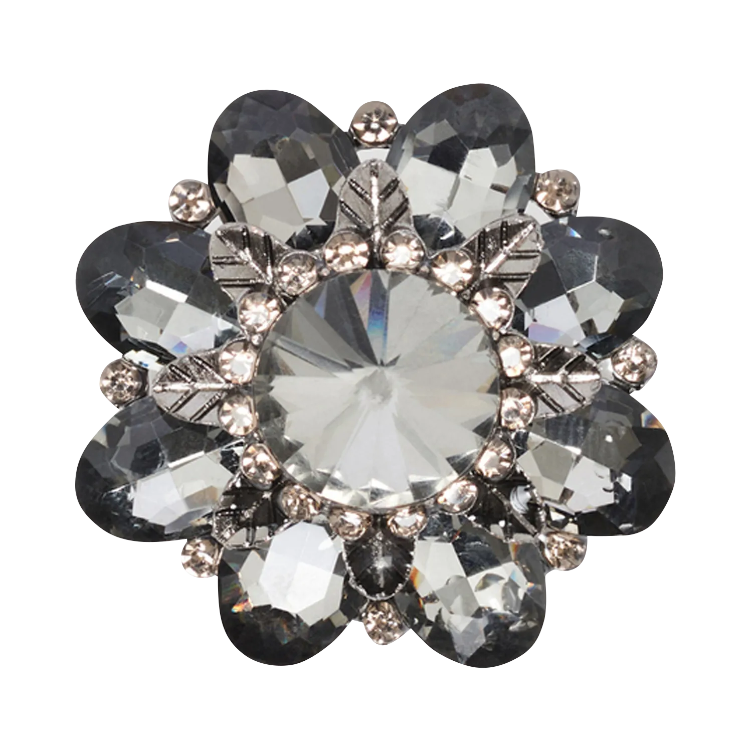 Anstecknadel mit Steinen und Strass Grau FLORA