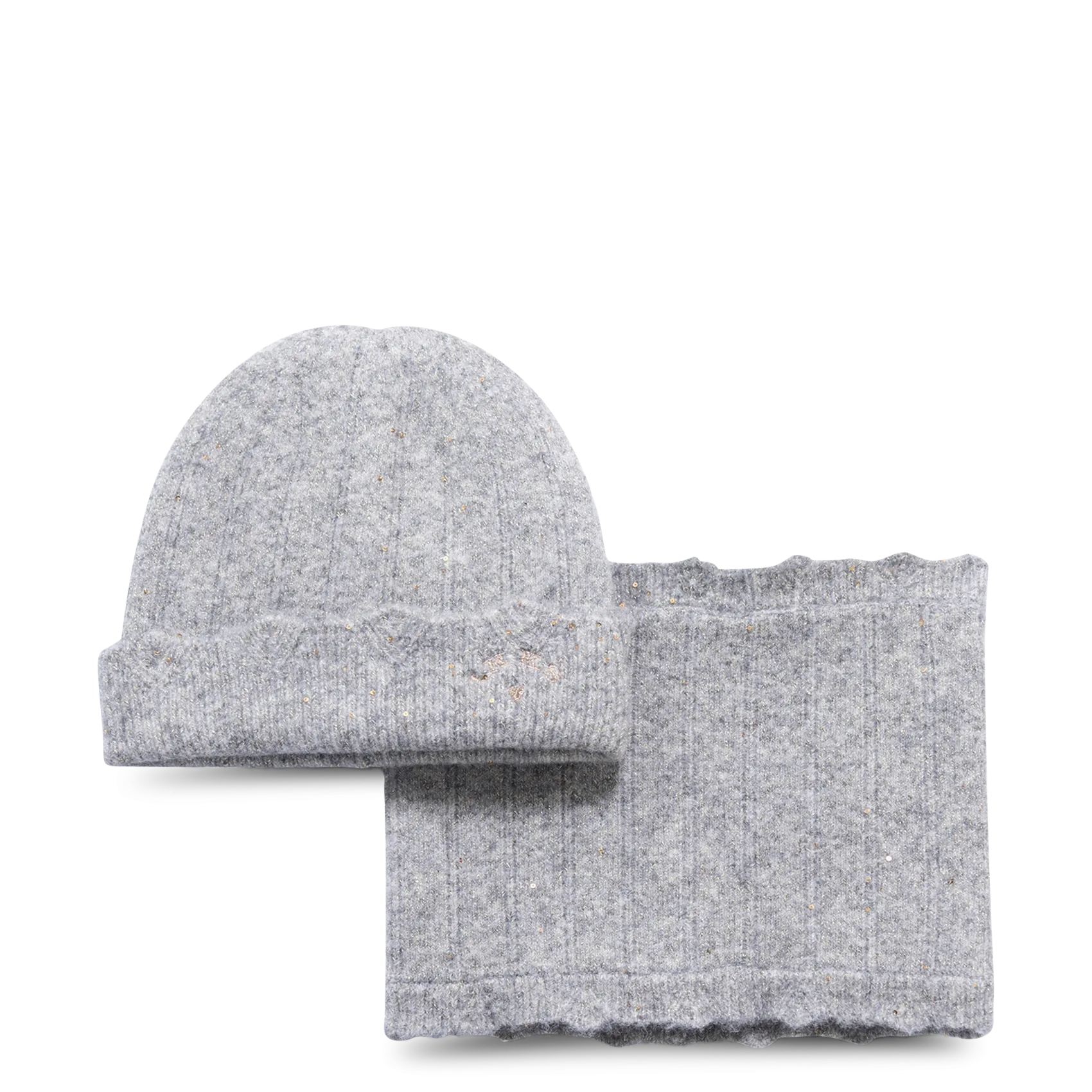 Mütze und Schlauchschal Grau