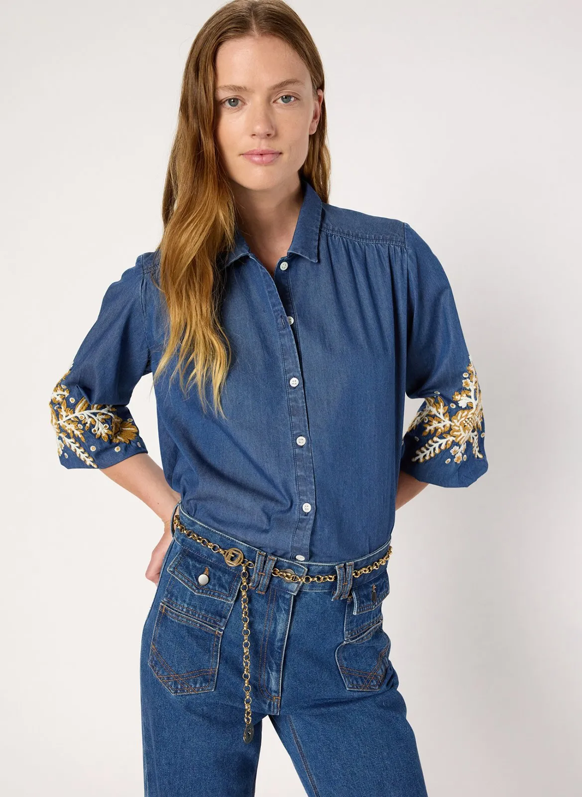 Colonel - Einfarbiges Hemd Blau AMELIE