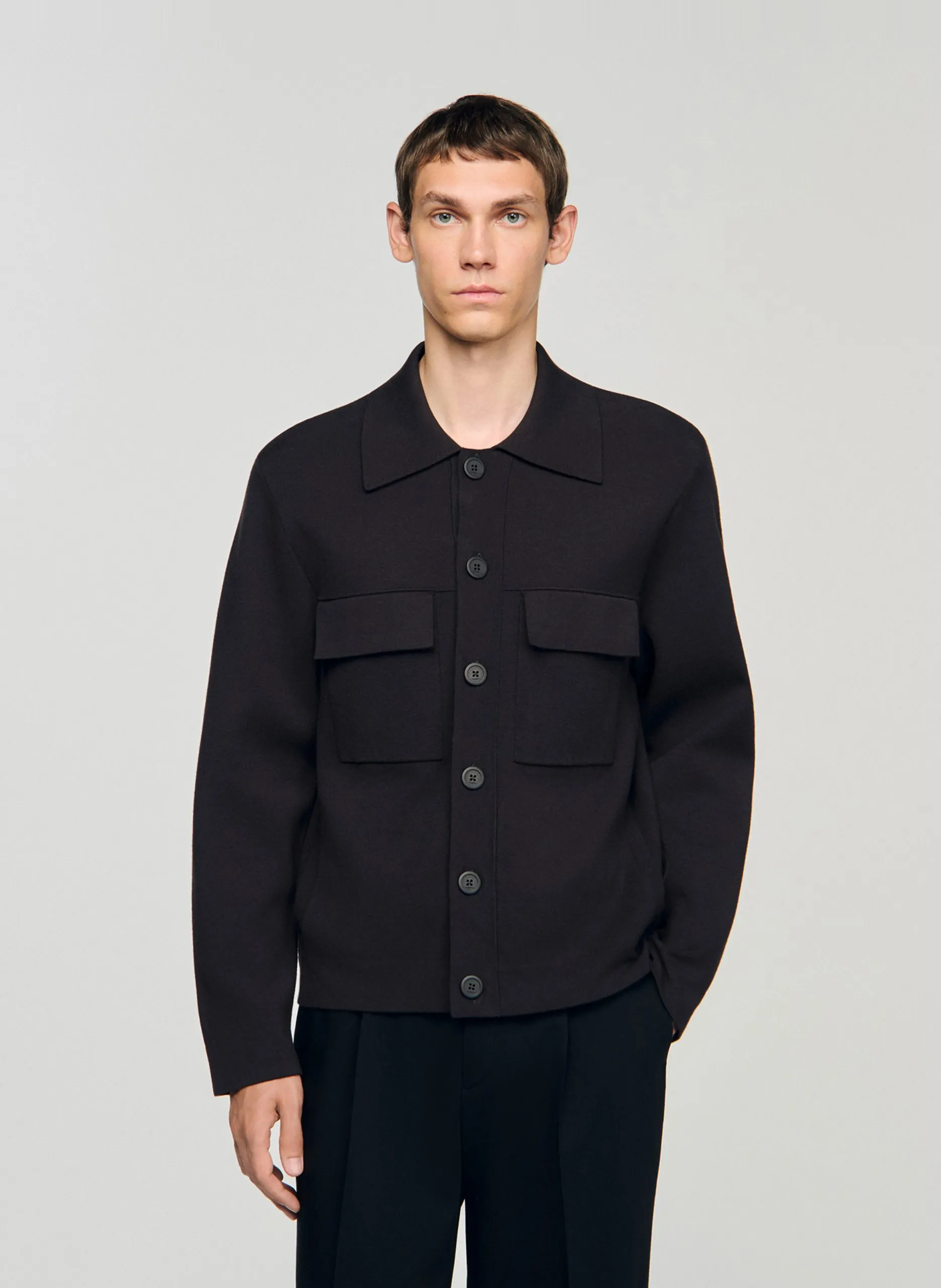 Gerader Strick-Blouson Braun