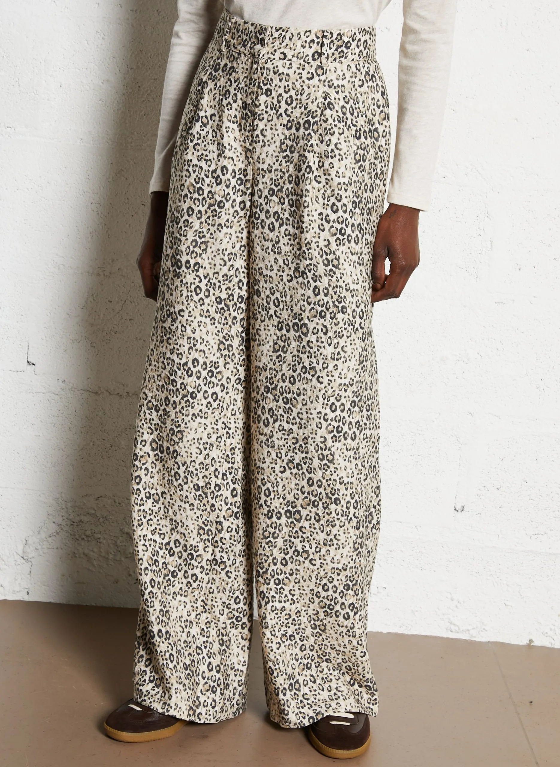 Weiter Leopardenmuster-Hose Grau FLAUBERT