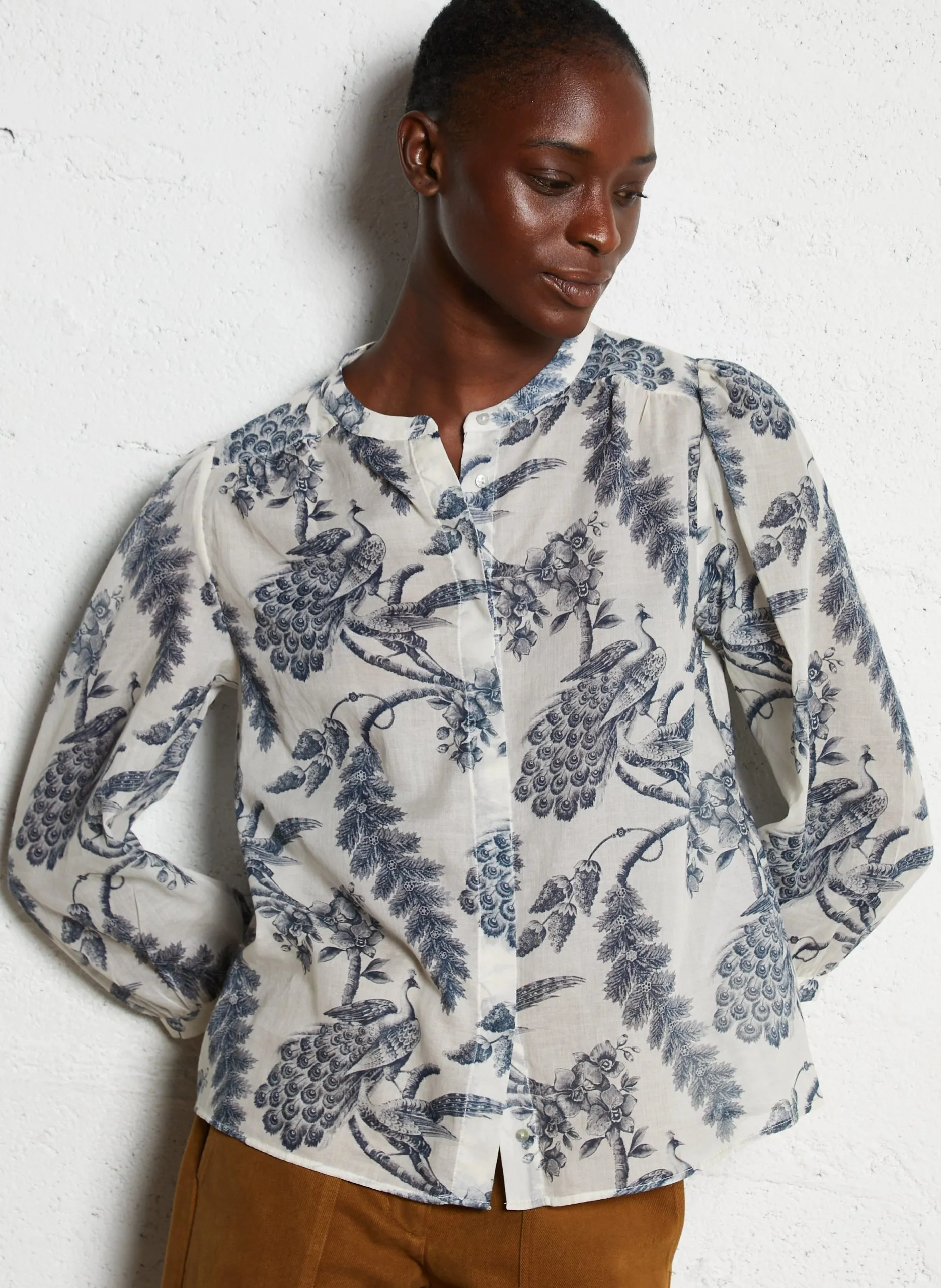 Baumwoll-Bluse Blau SAPHIR