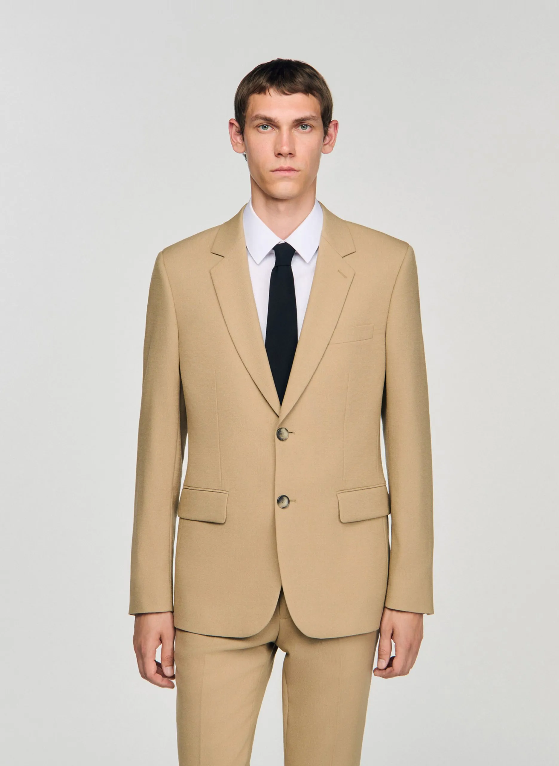 Gerade geschnittene Anzugjacke Beige