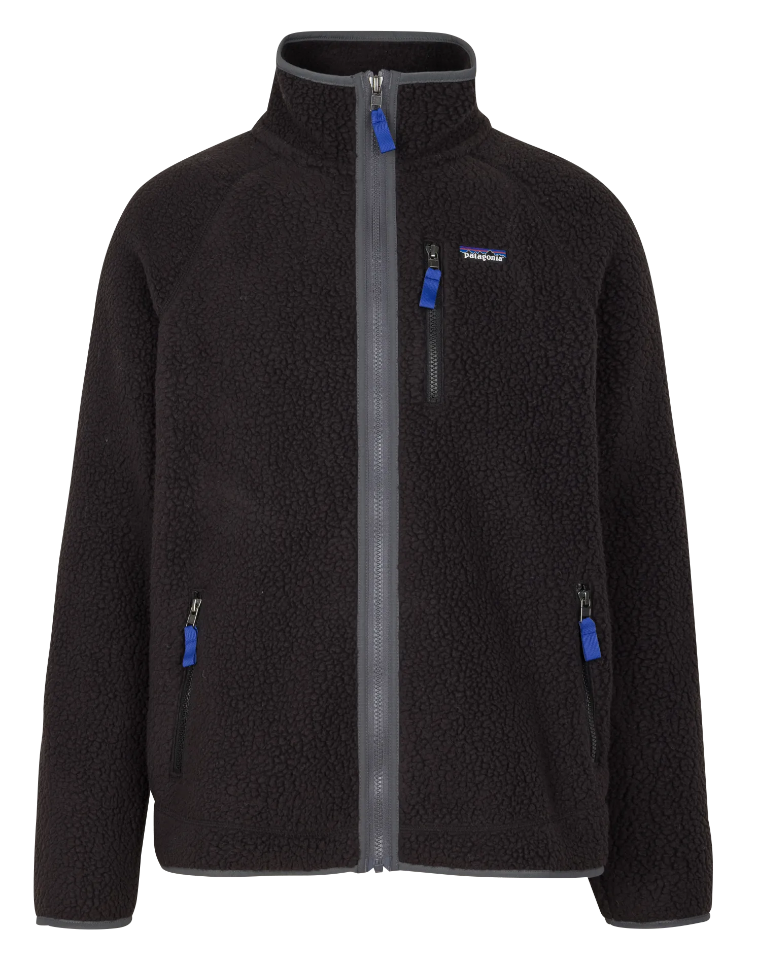 Strukturierte Fleecejacke mit Stehkragen Schwarz