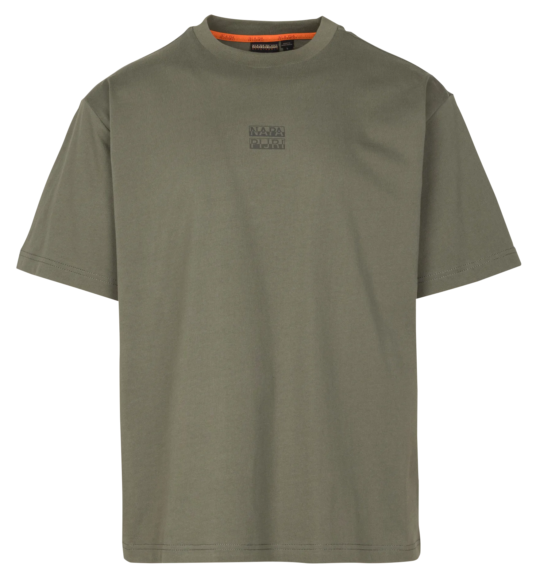 Weites Rundhals-T-Shirt aus bedruckter Baumwolle Grun S-ELEVATED