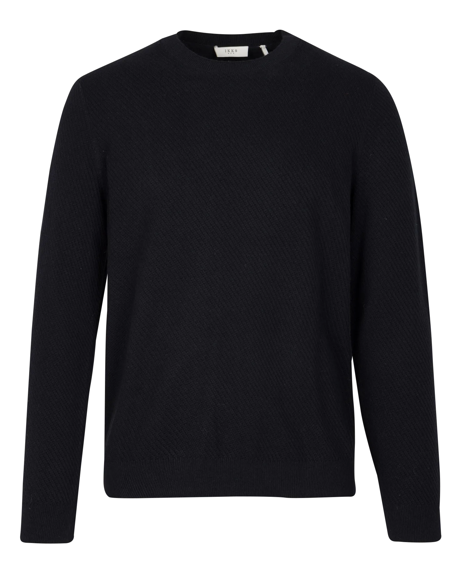 Gerader Rundhalsausschnitt-Pullover mit Reliefstrick Blau