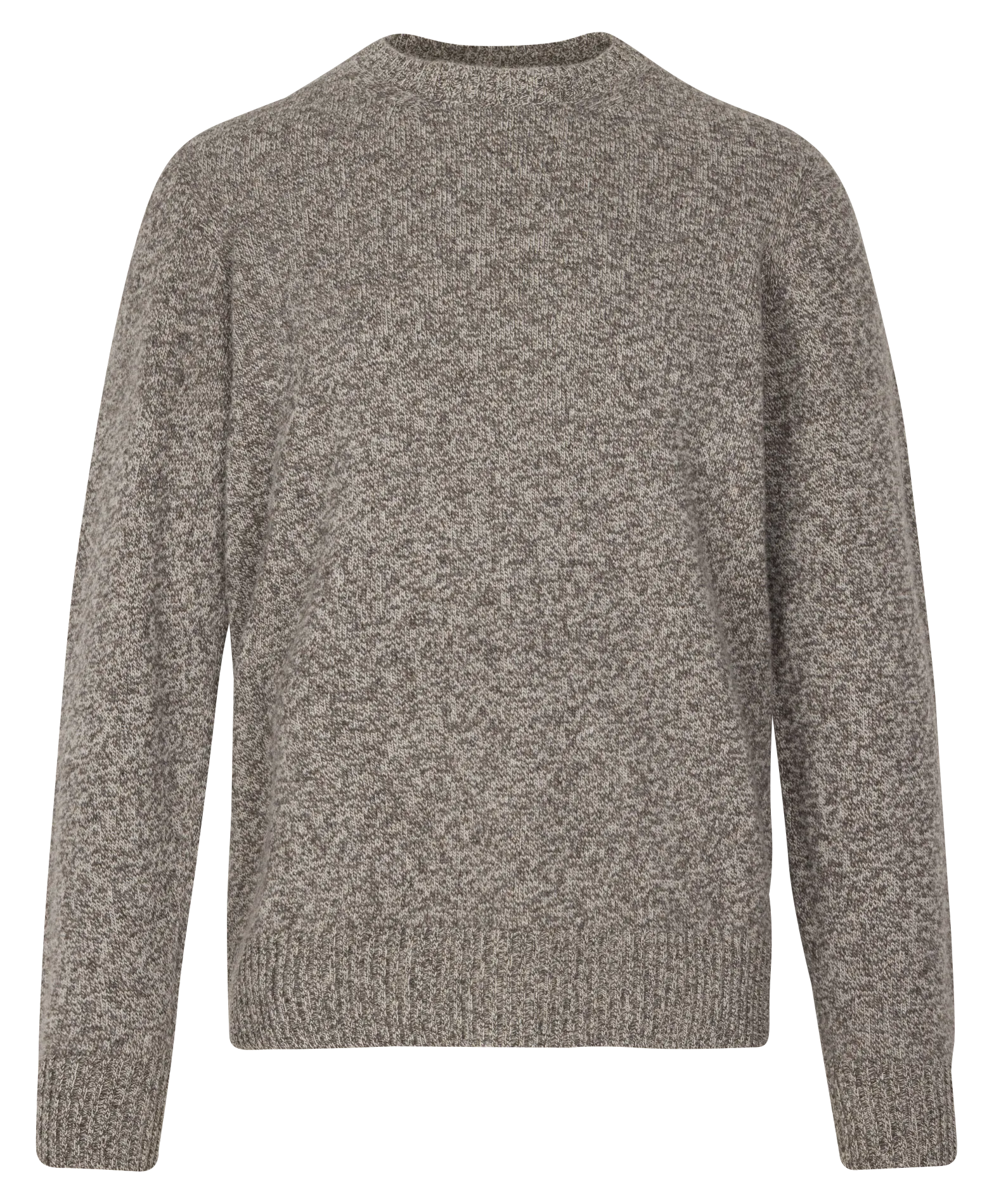Gerader Rundhalsausschnitt-Pullover aus Jacquard-Wolle Braun SEAMLESS CREW