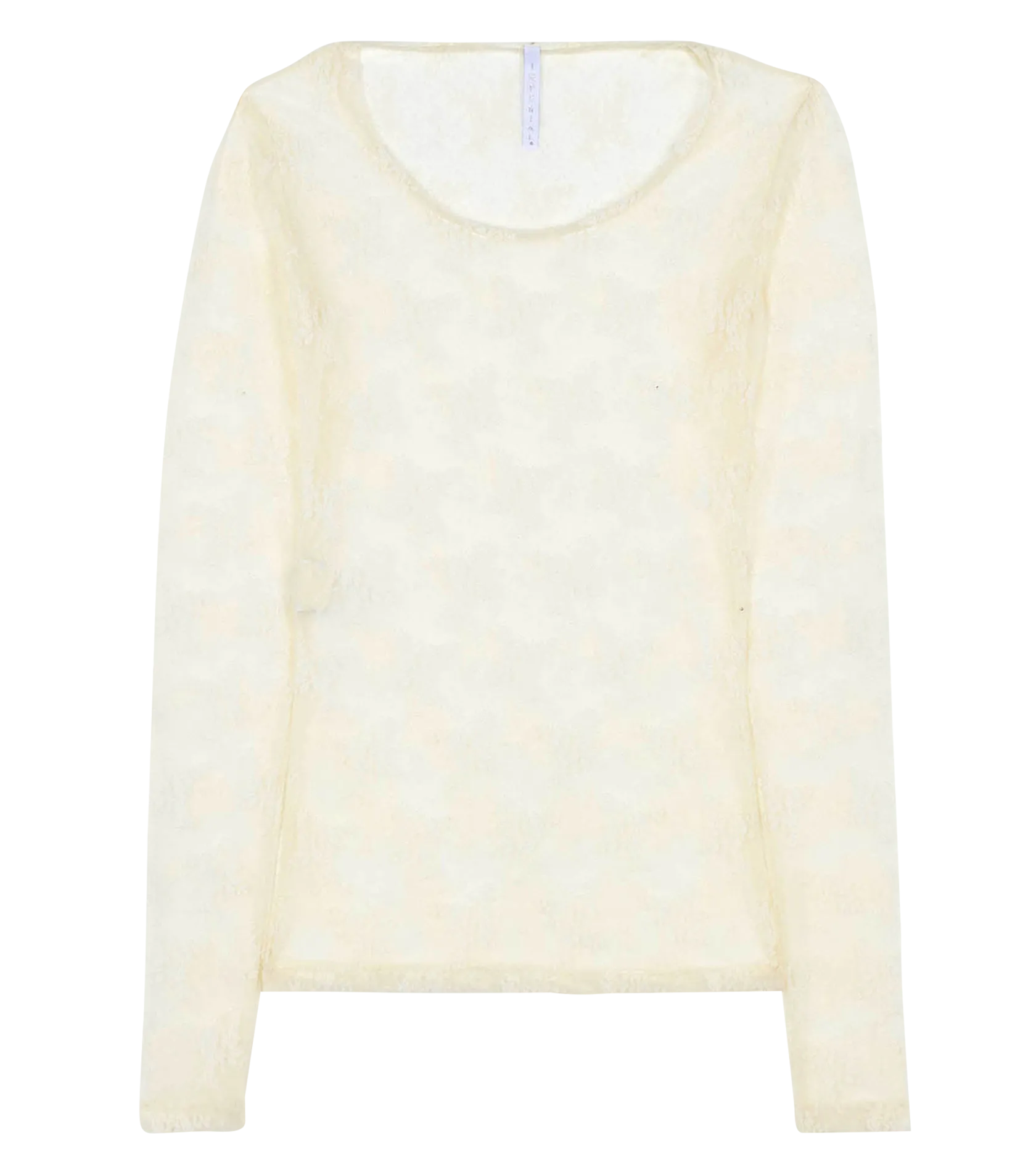 Eng anliegendes Top mit Rundhalsausschnitt und Spitze. Weiss