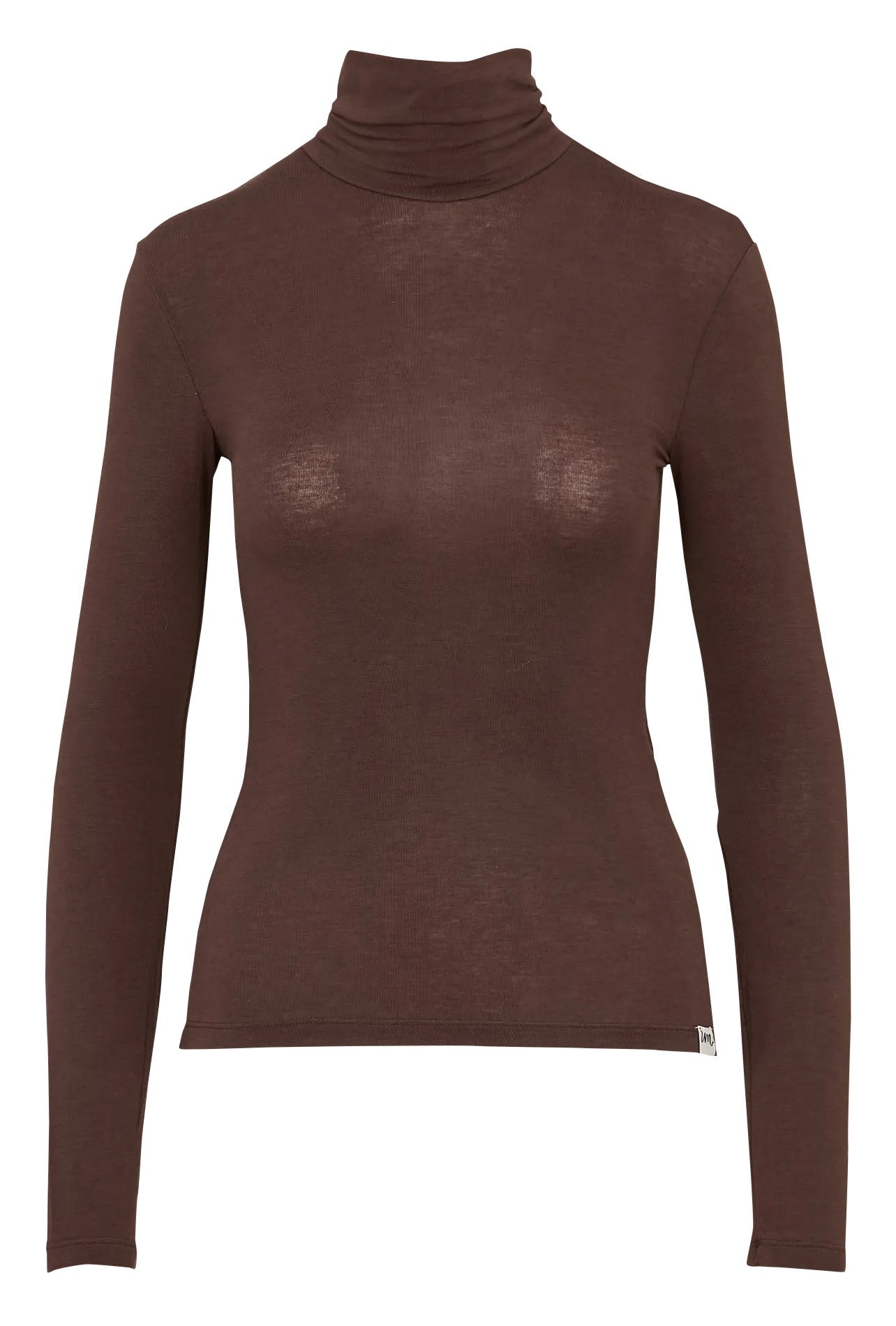 Figurbetontes T-Shirt mit Stehkragen Braun