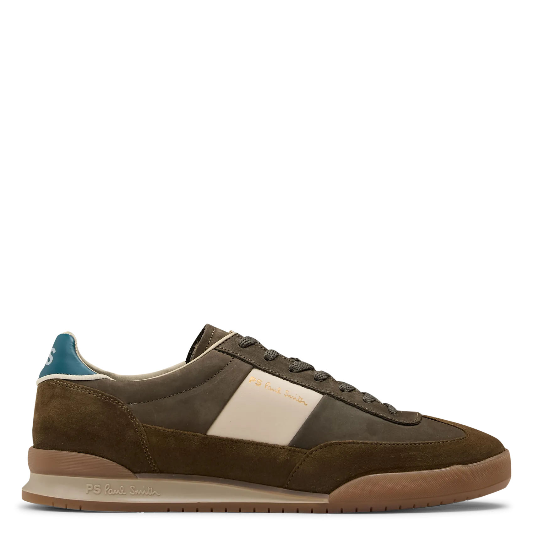 Niedrige Ledersneaker Khaki