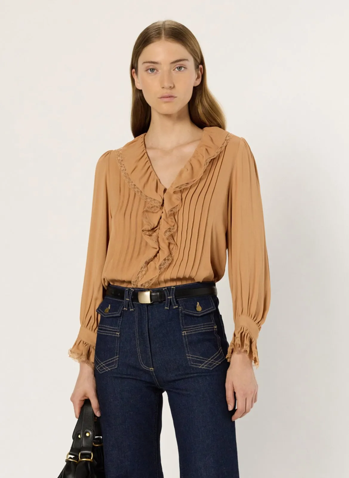 Bluse mit V-Ausschnitt Orange ANNETTE