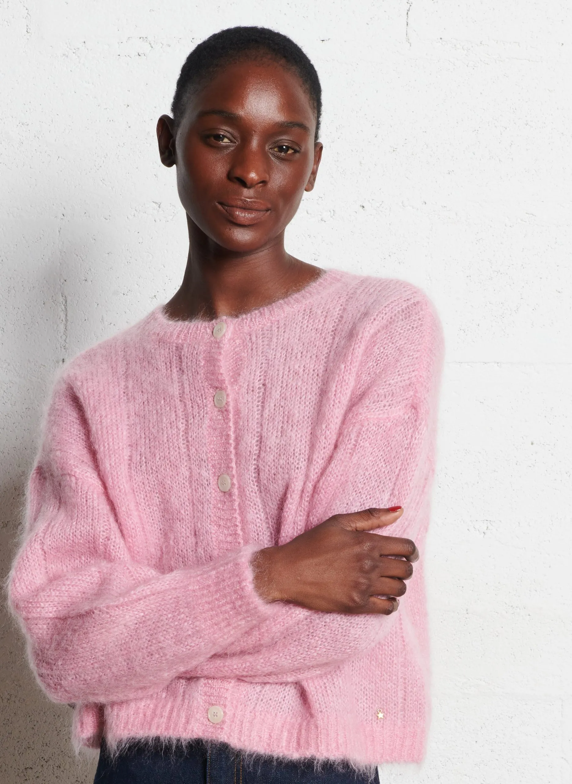 Flauschige weite Wollmischweste Rosa CHOUETTE