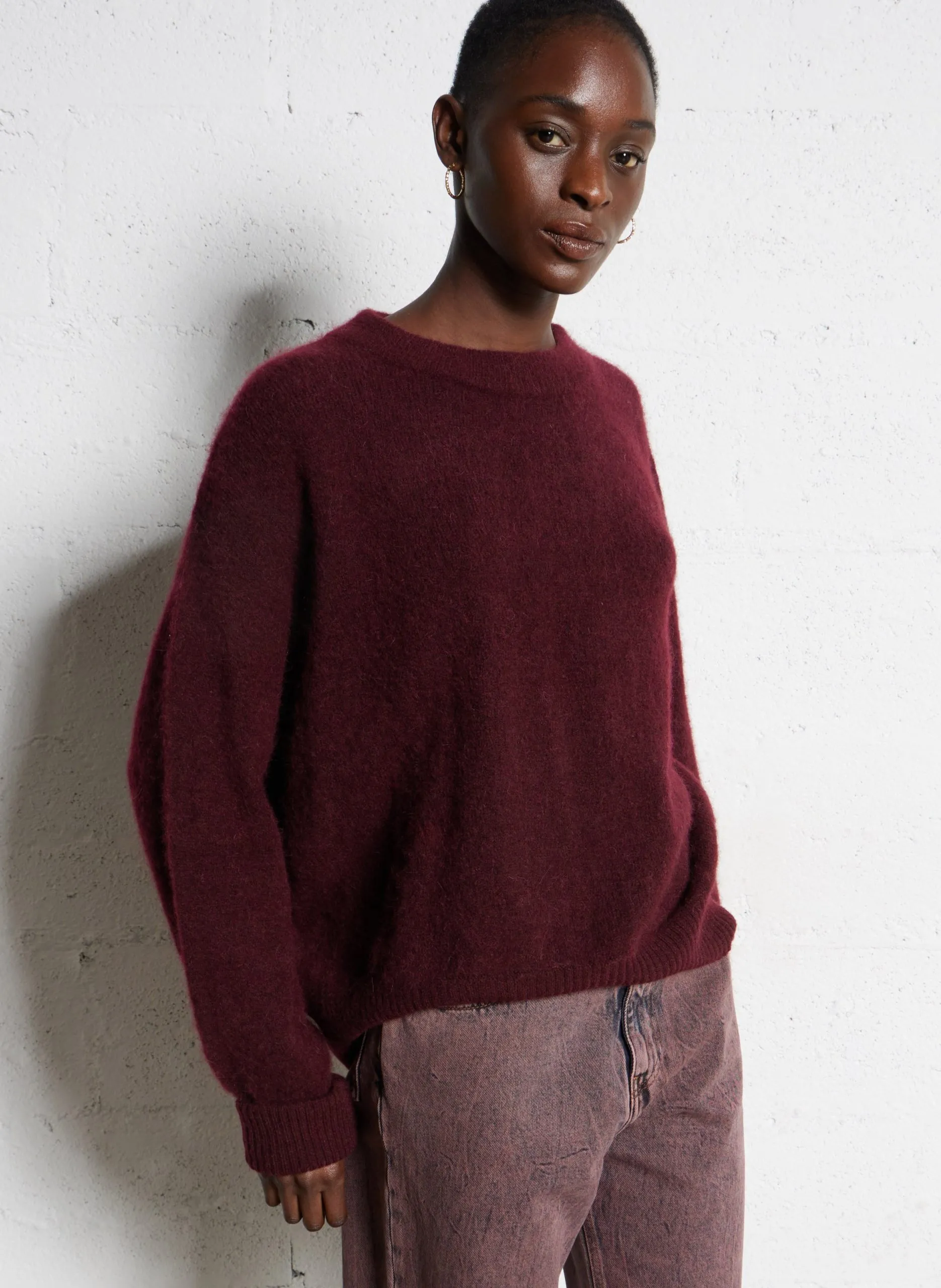 Weit geschnittener Rundhalspullover aus Wollmix Rot VITOW