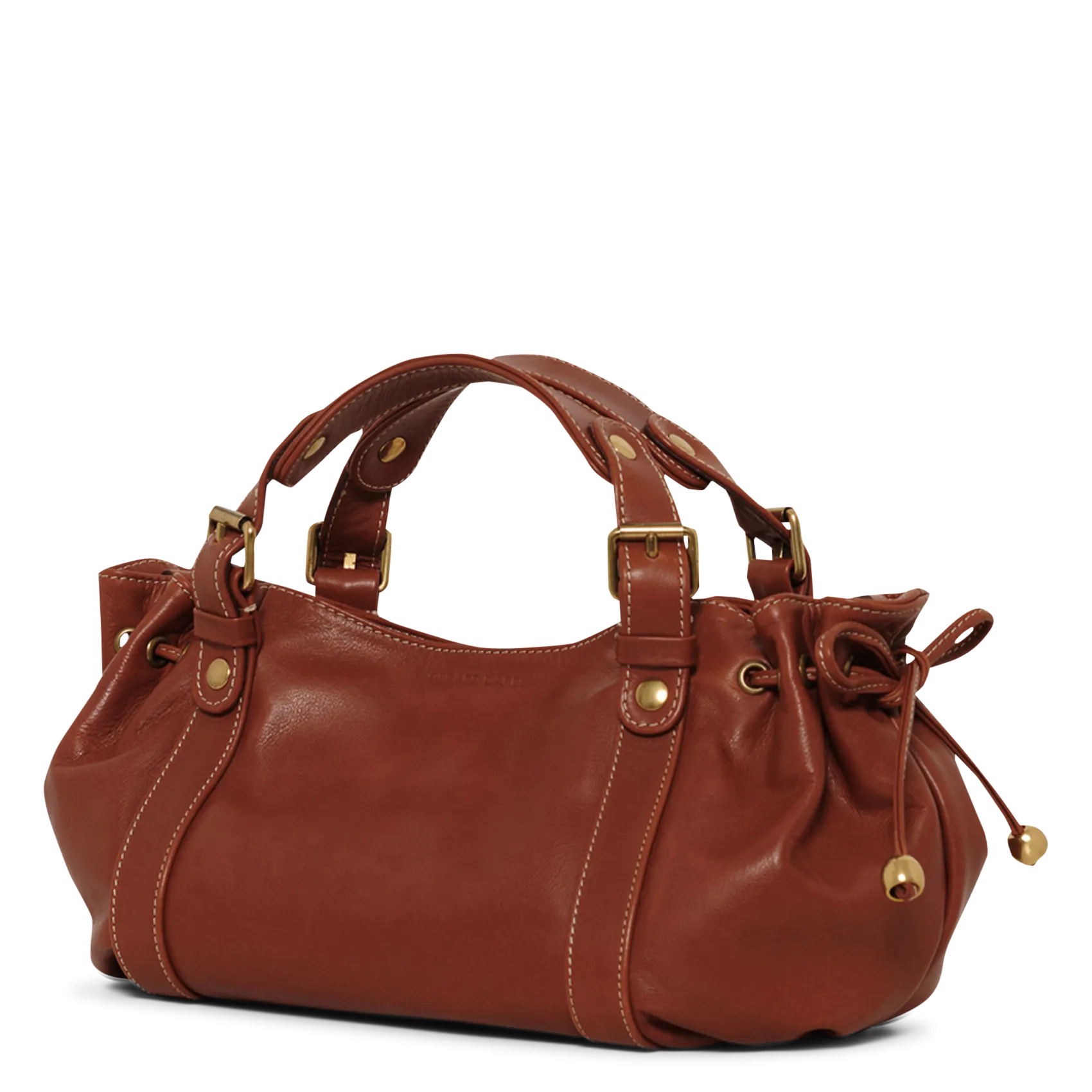 Bowlingtasche aus genarbtem Leder mit Reißverschluss Braun 12H