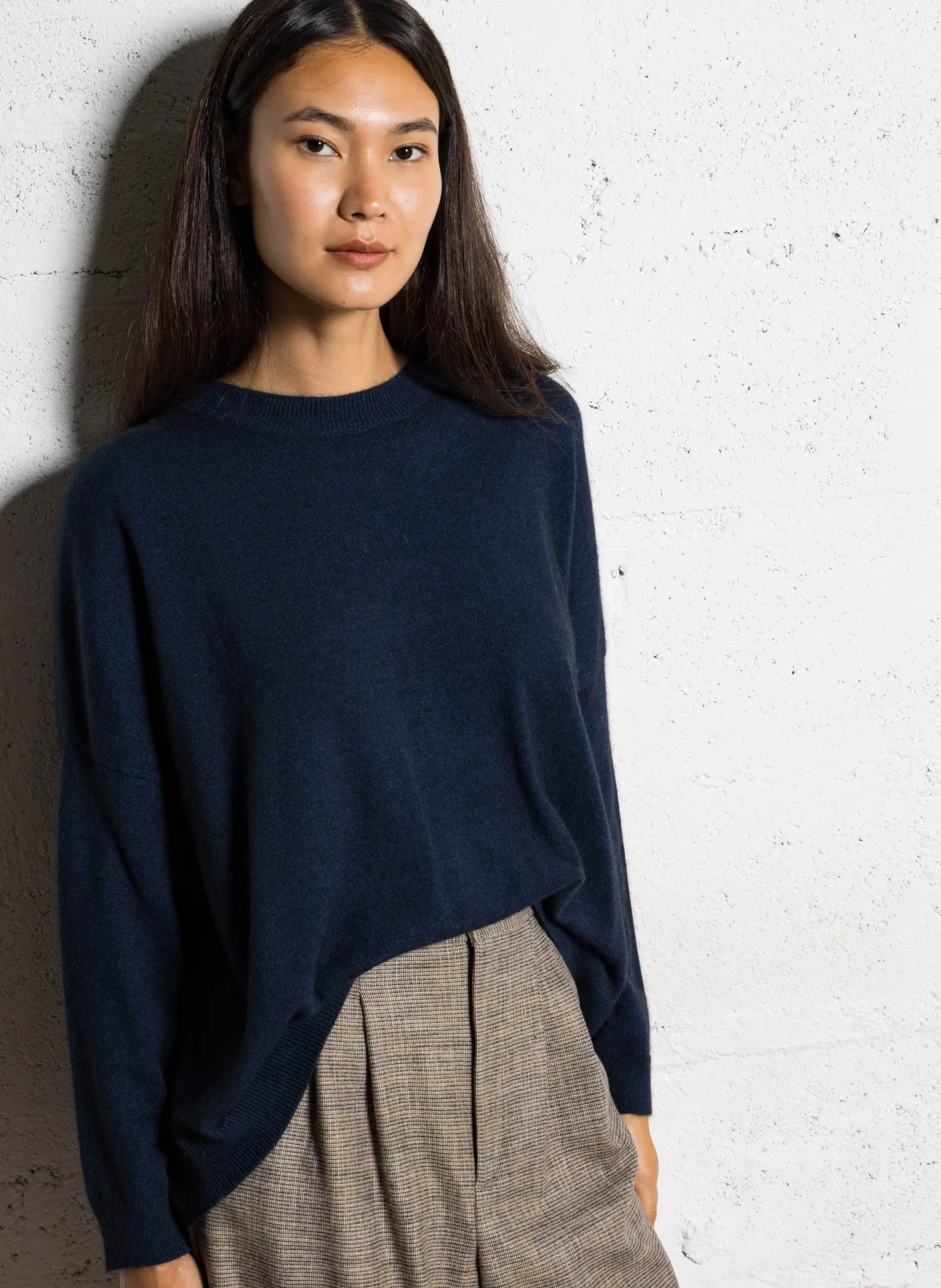 Cropped Pullover mit U-Boot-Ausschnitt Blau MANIF