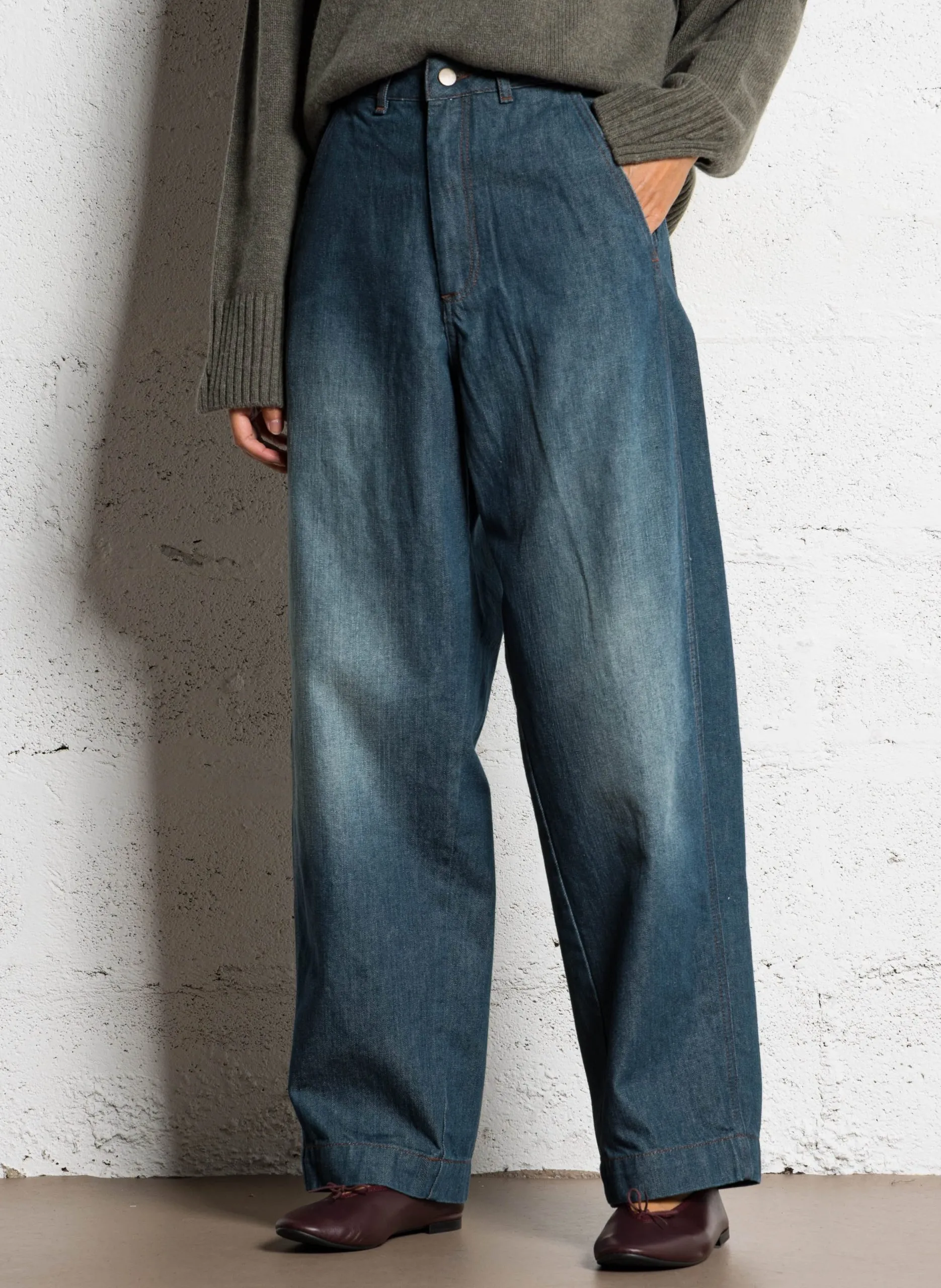 Weit geschnittene Jeans - aus Baumwolle Blau GABIN