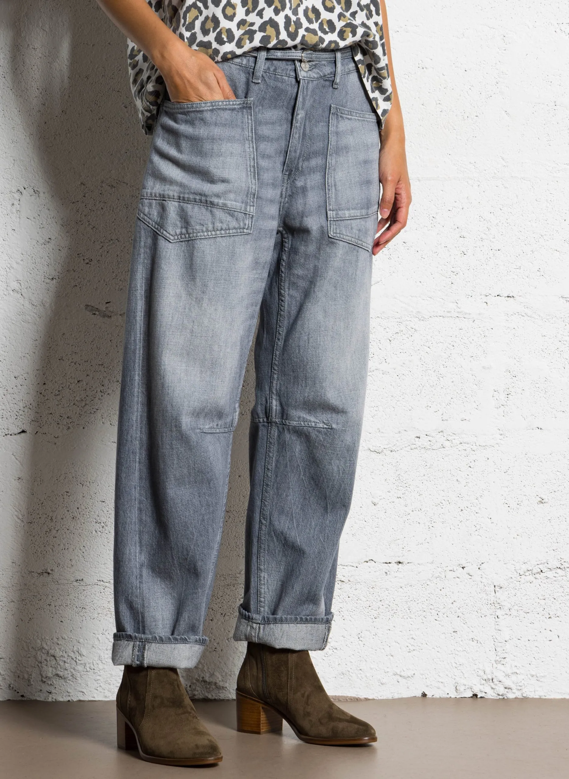 Ballonjeans mit aufgesetzten Taschen Grau MADIE