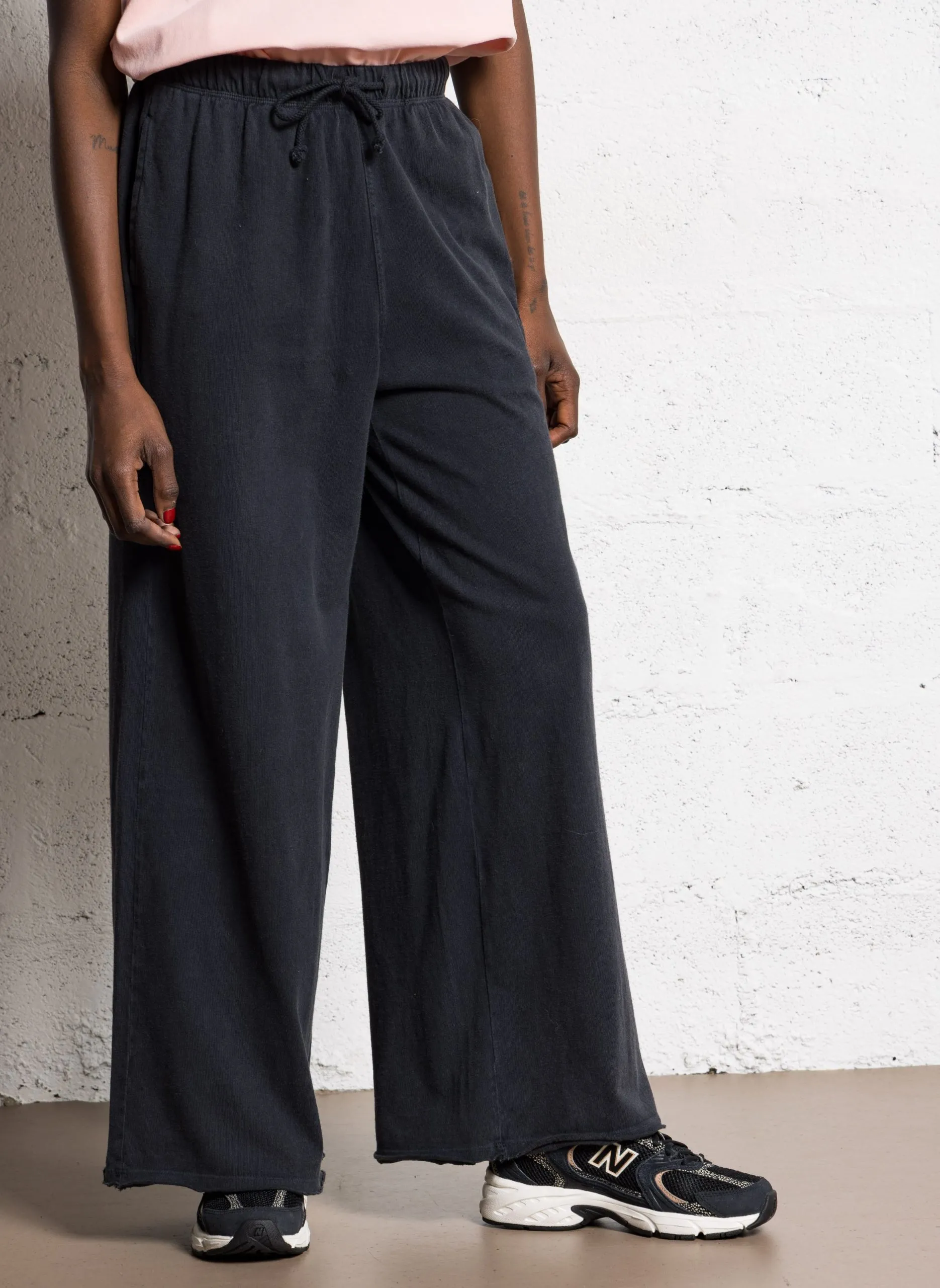 Weite Baumwoll-Jogginghose Schwarz AFOMA