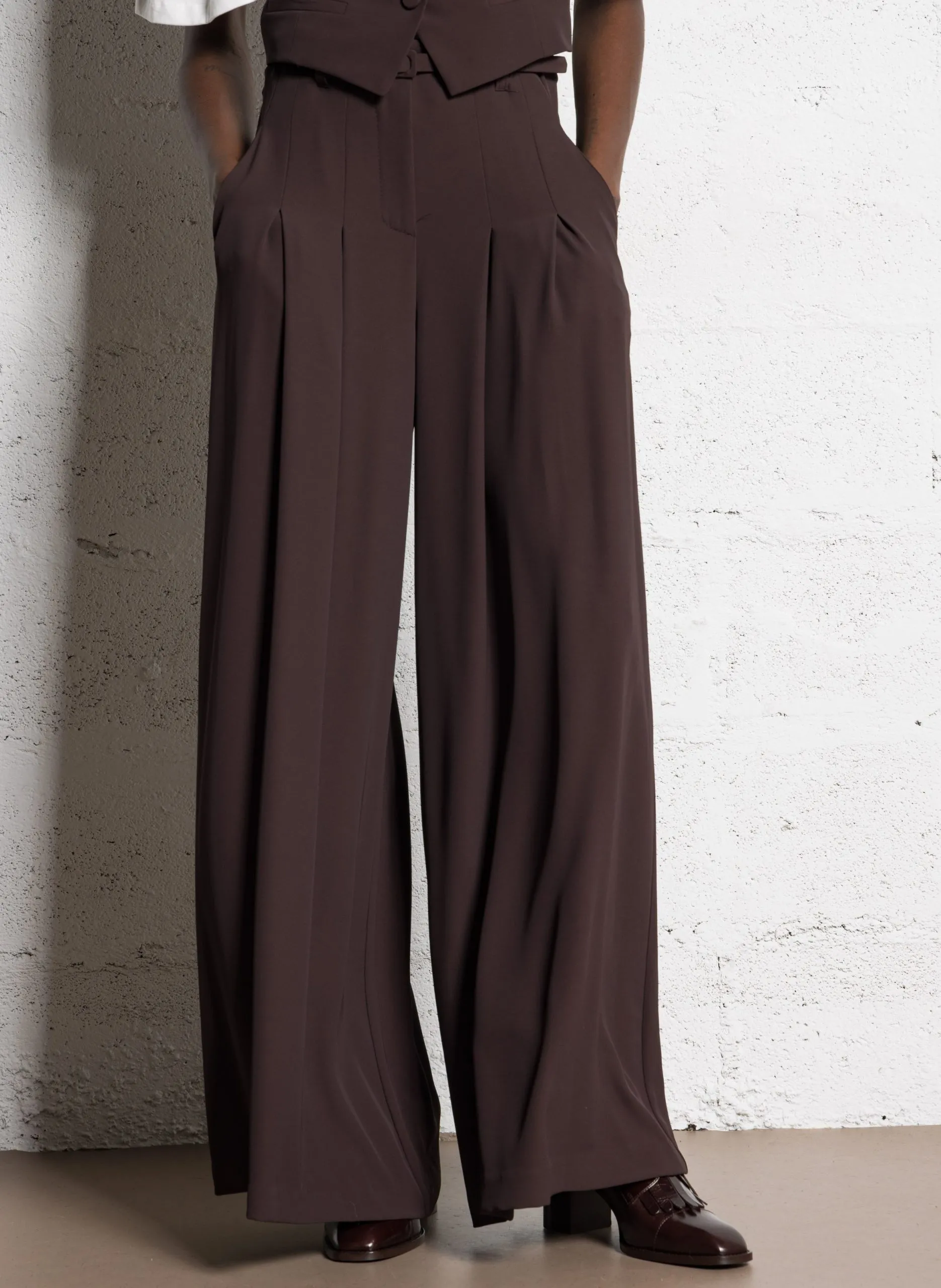 Azawood - Weite Hose mit hohem Bund Braun