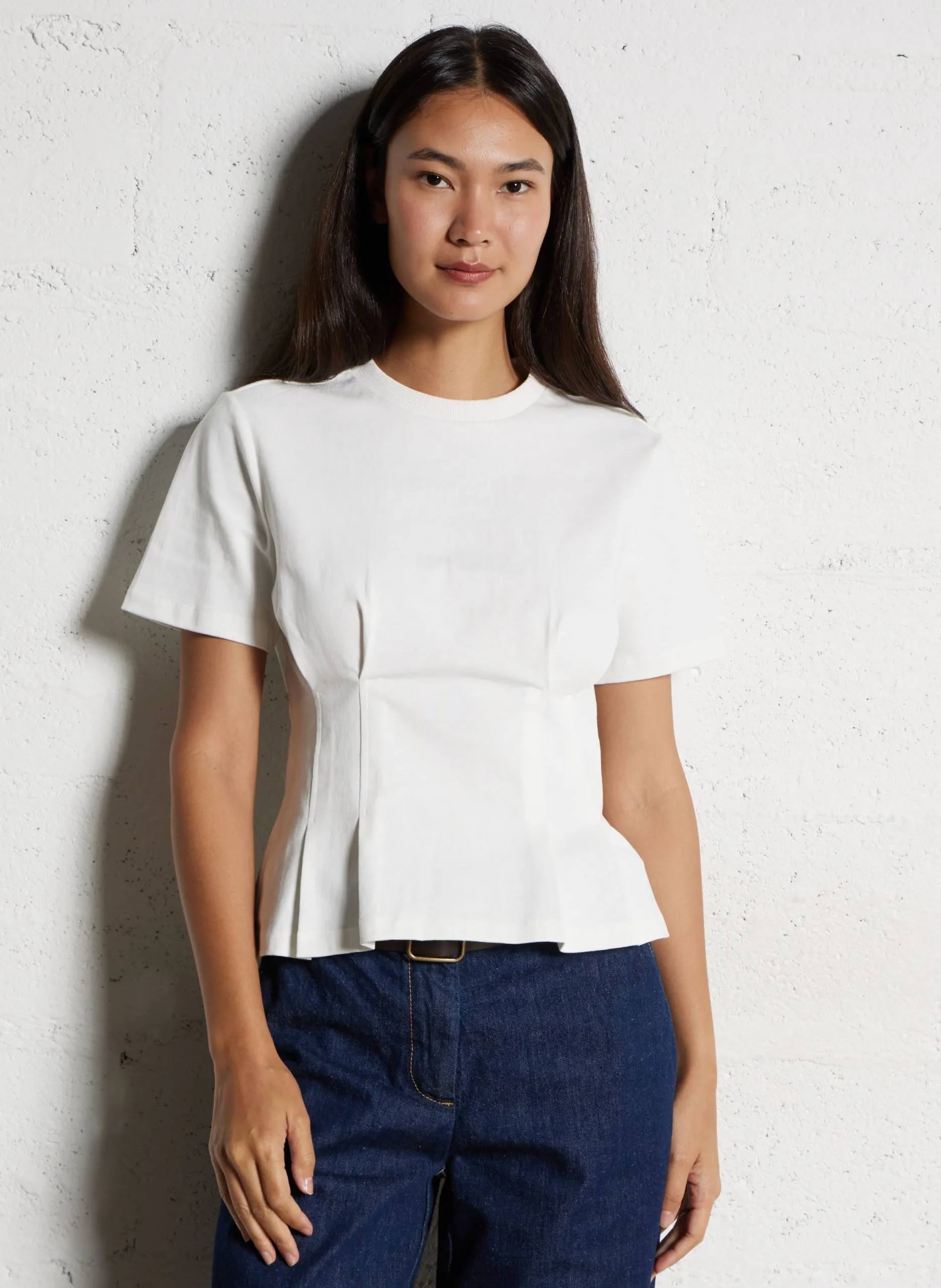 Baumwoll-Pullover mit Rundhalsausschnitt Weiss TEDWINA