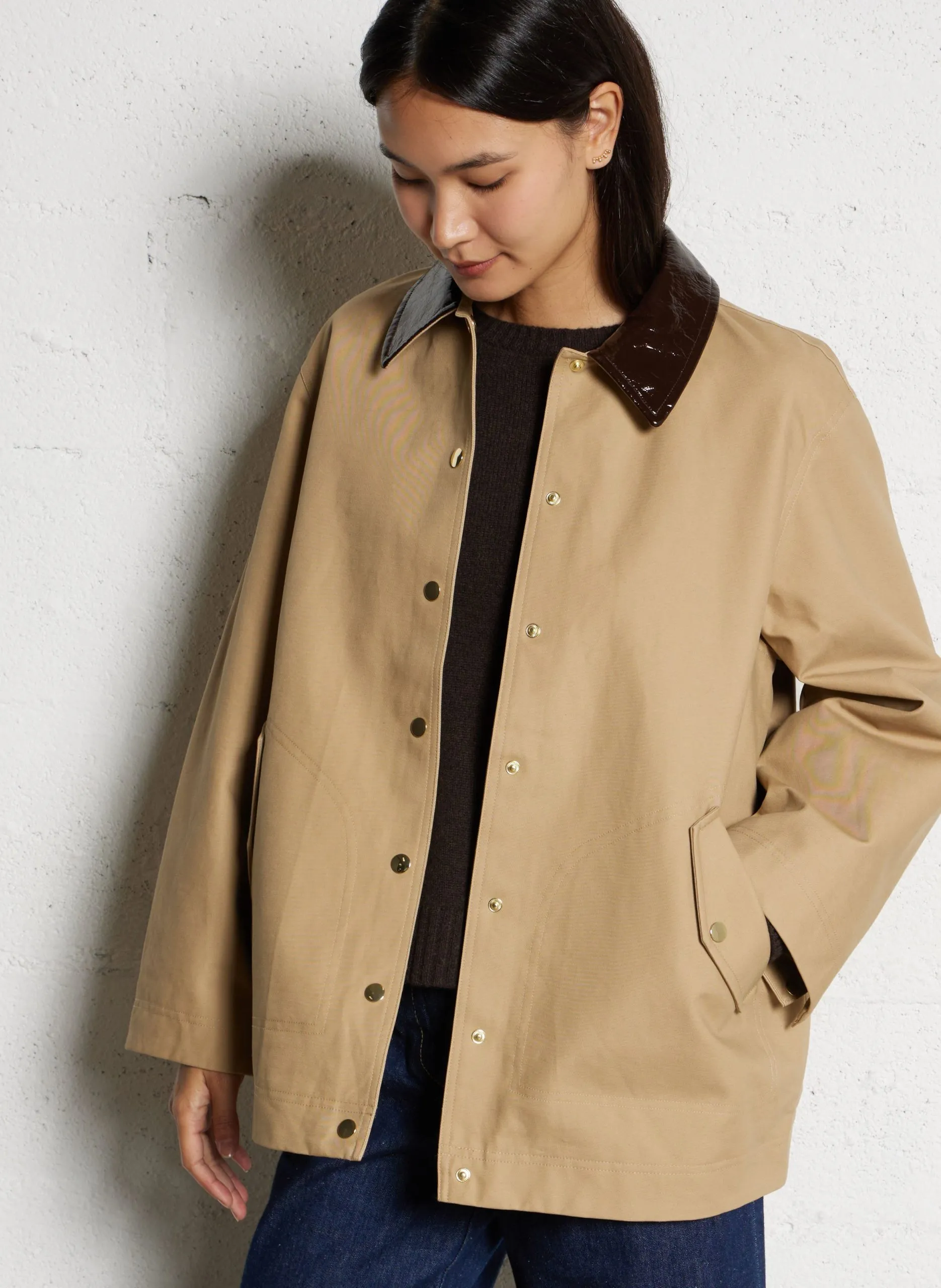 Baumwollmantel mit klassischem Kragen Beige YPOLITE