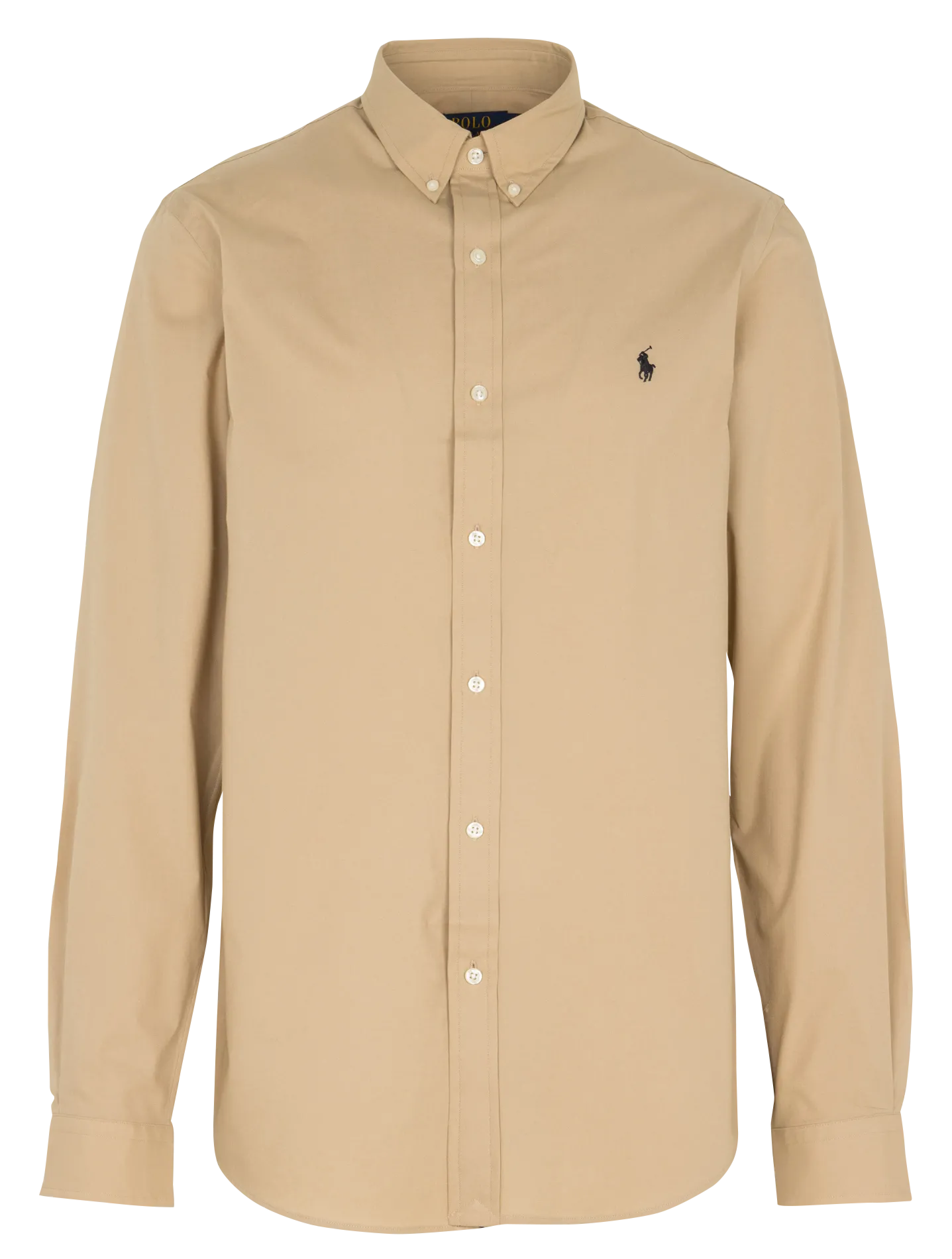 Gerade geschnittenes Hemd aus Baumwoll-Mix mit Button-down-Kragen Beige
