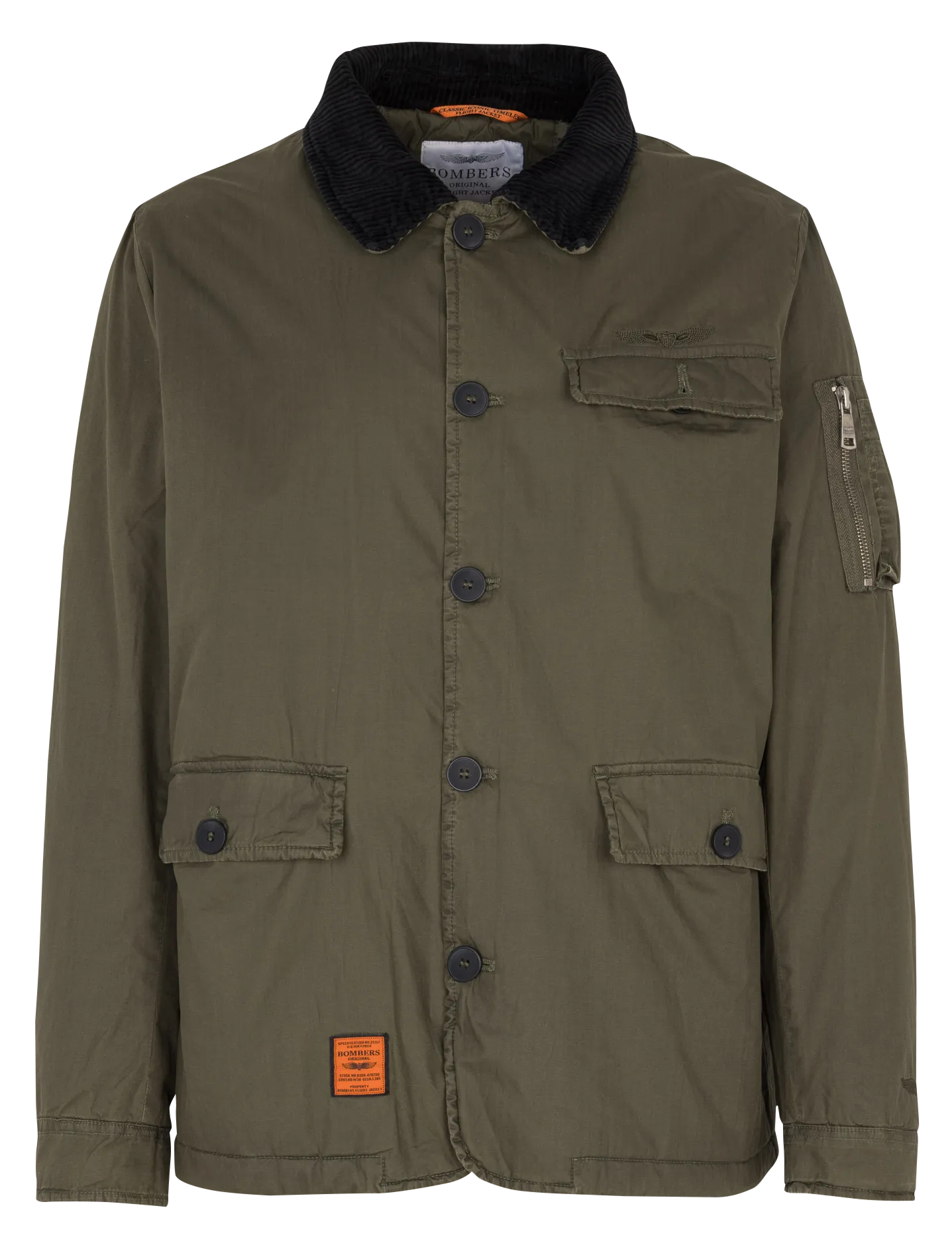 Geknöpftes Sakko mit Revers aus Rippenvelours Khaki ROSSER