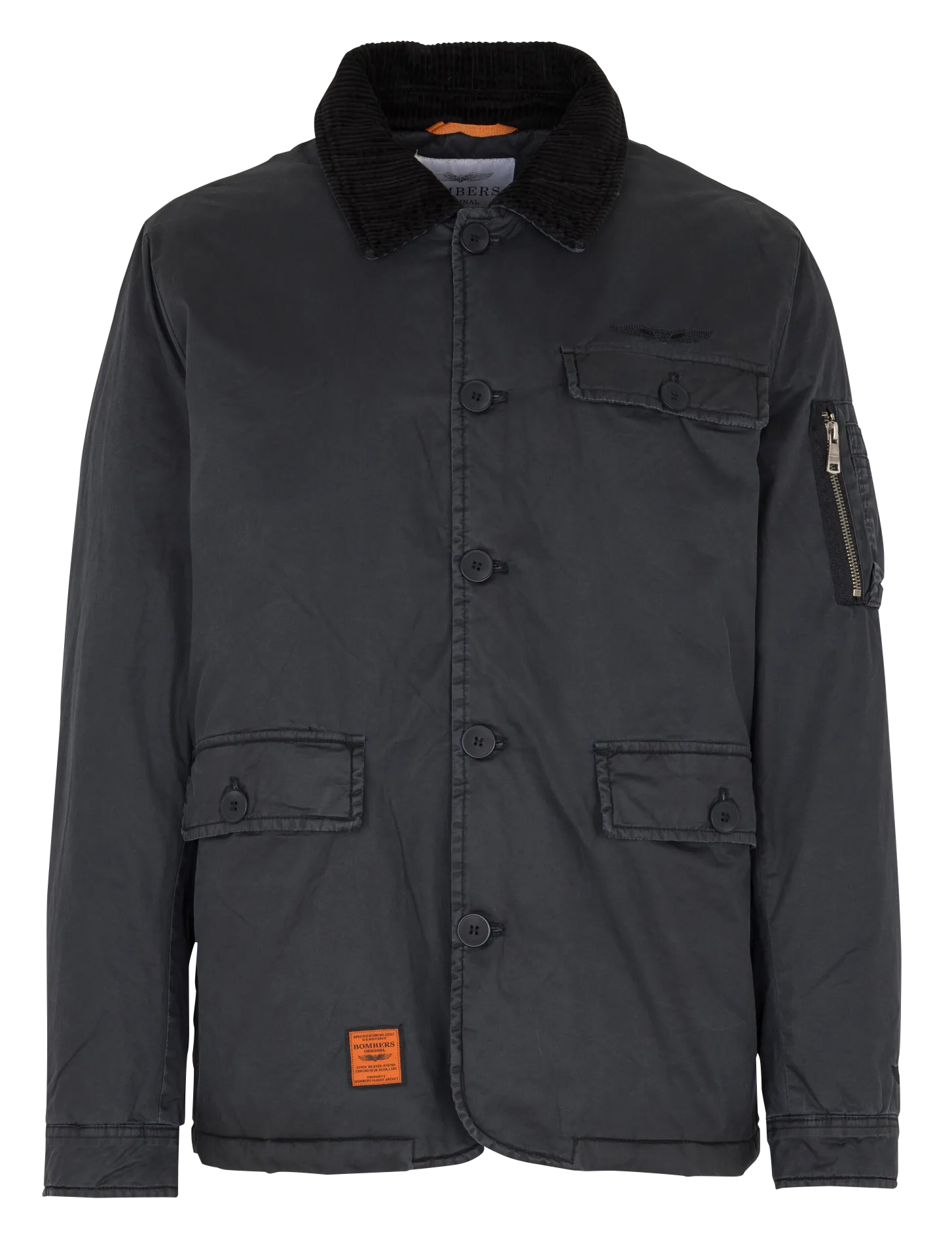 Geknöpftes Sakko mit Revers aus Rippenvelours Schwarz ROSSER