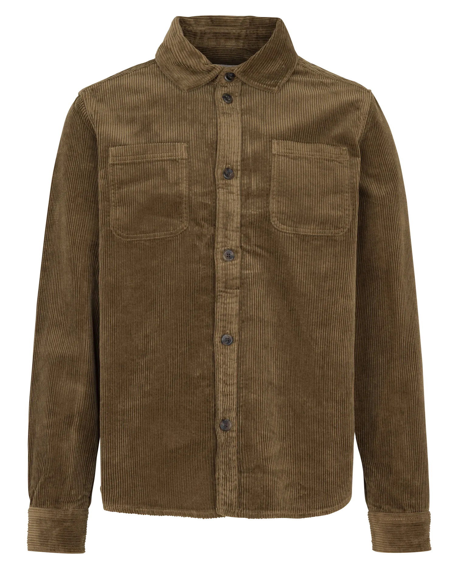 Baumwoll-Hemdjacke mit klassischem Kragen Khaki KODY