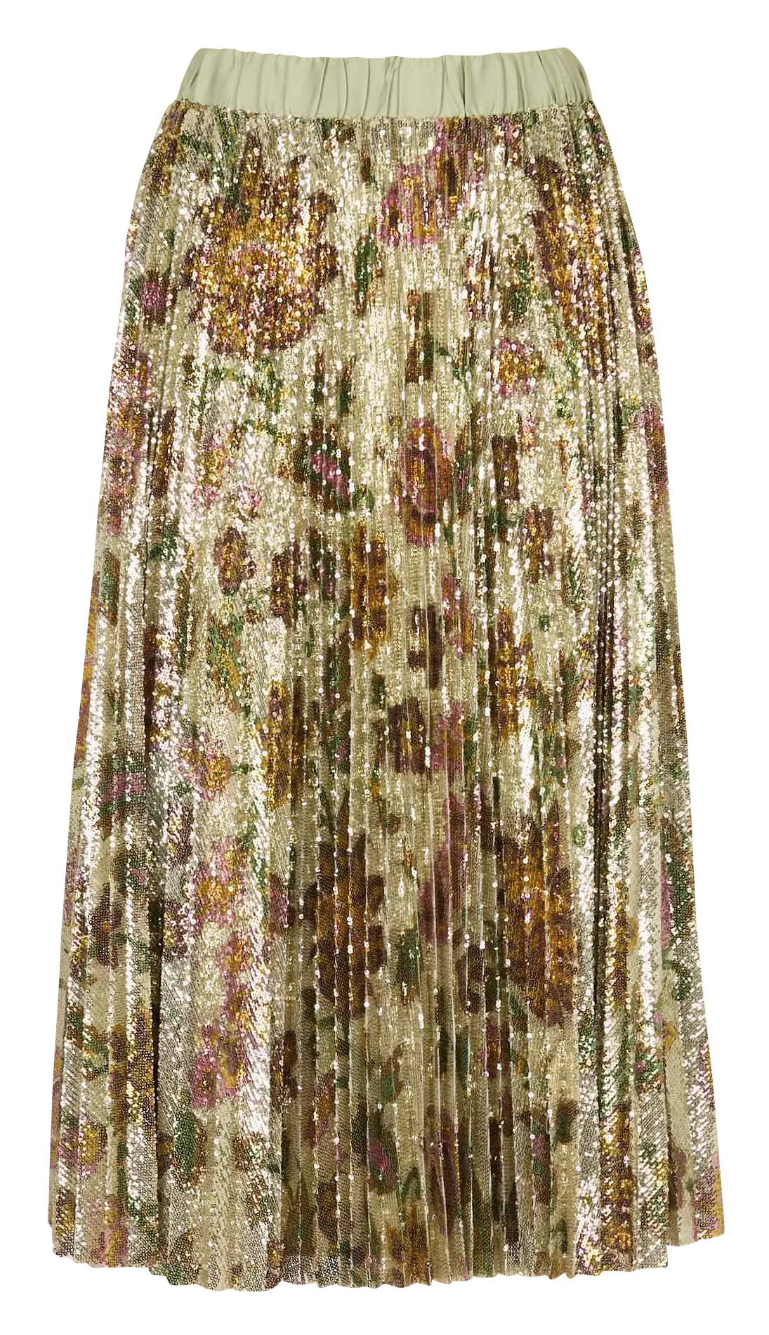 Halblanger Faltenrock mit Print Beige JUNON