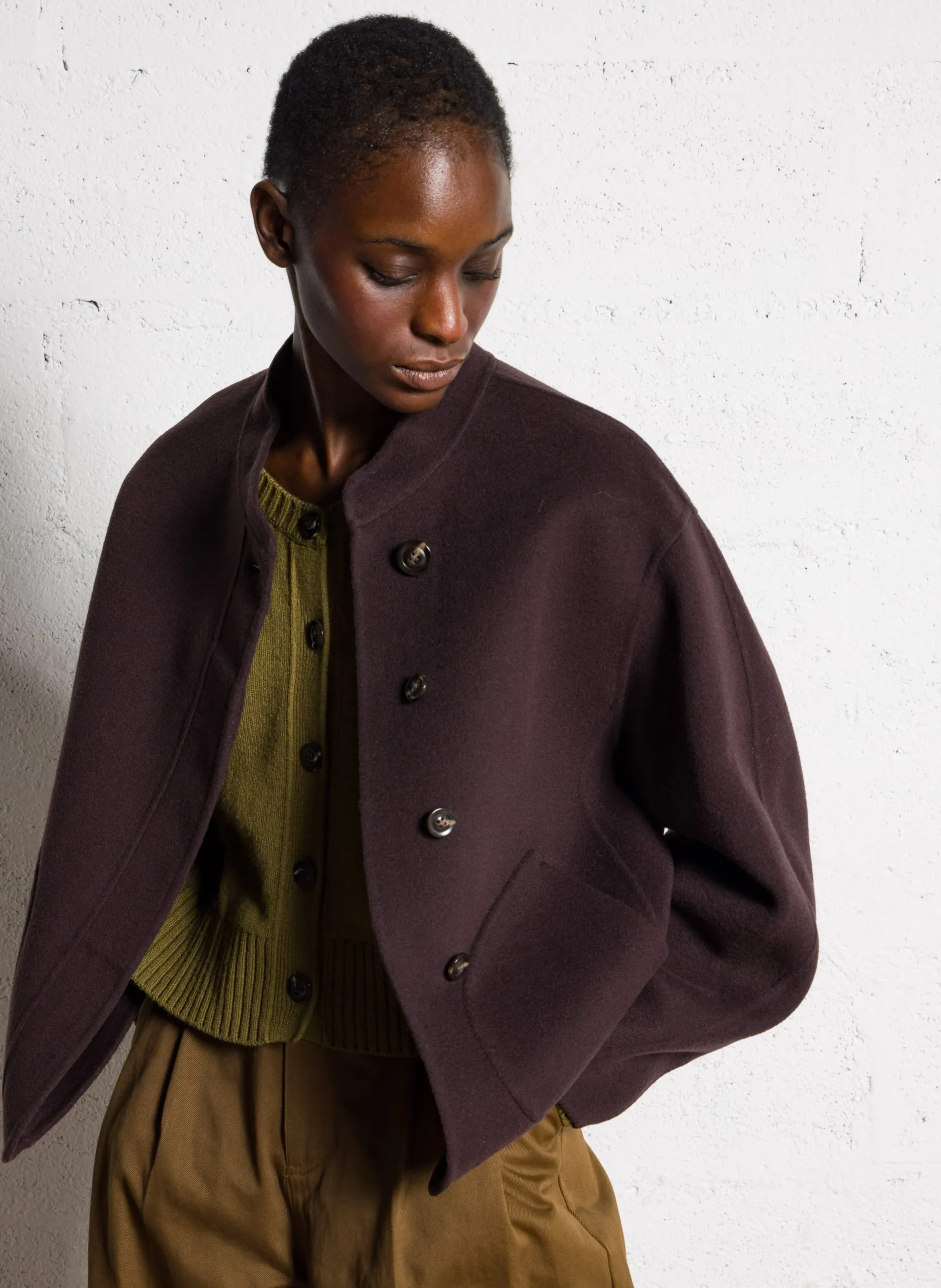 Mantel aus Woll-Mix mit Rundhalsausschnitt Pflaume WINDSOR