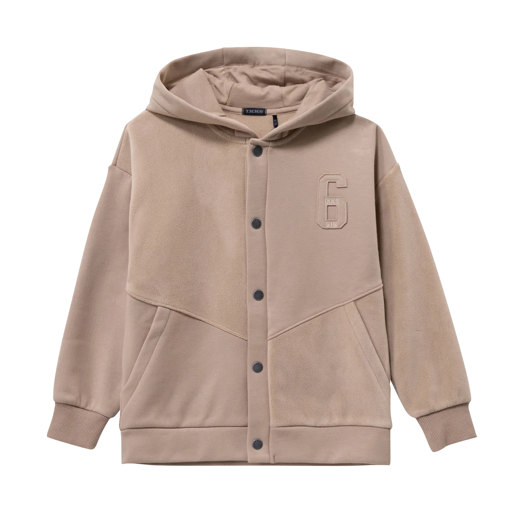 Gerade geschnittene Kapuzenjacke aus Baumwollmischung Beige