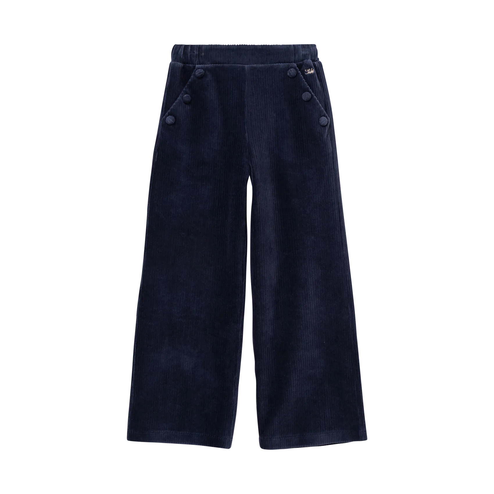 Weite gerippte Hose aus Baumwoll-Mix Blau