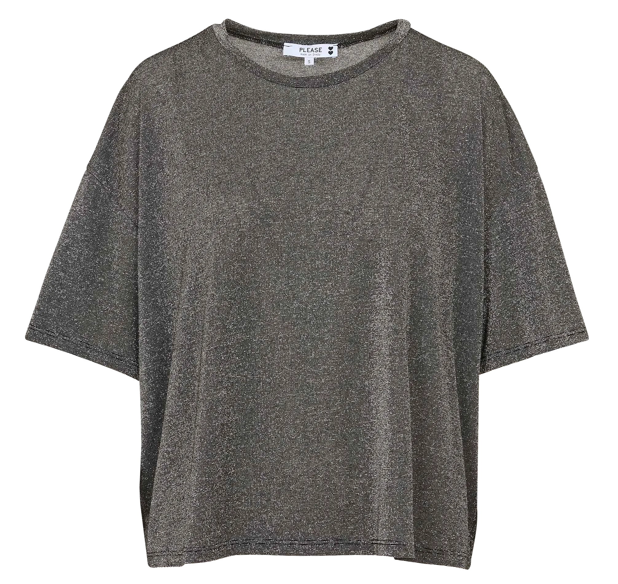 Locker geschnittenes, fließendes Pailletten-T-Shirt Silber