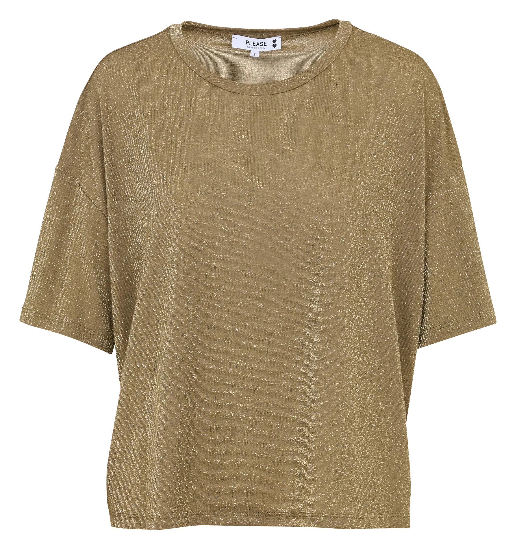 Locker geschnittenes, fließendes Pailletten-T-Shirt Khaki