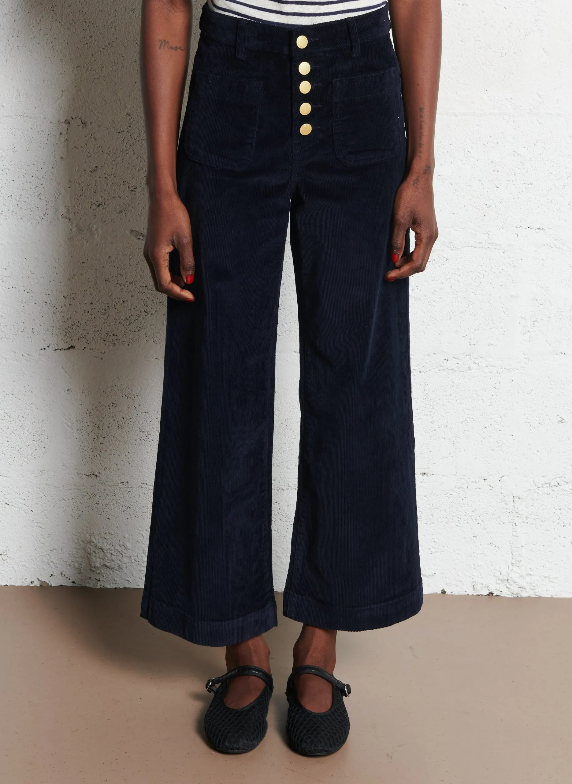 Ausgestellte High Waist Jeans Blau ATLANTA