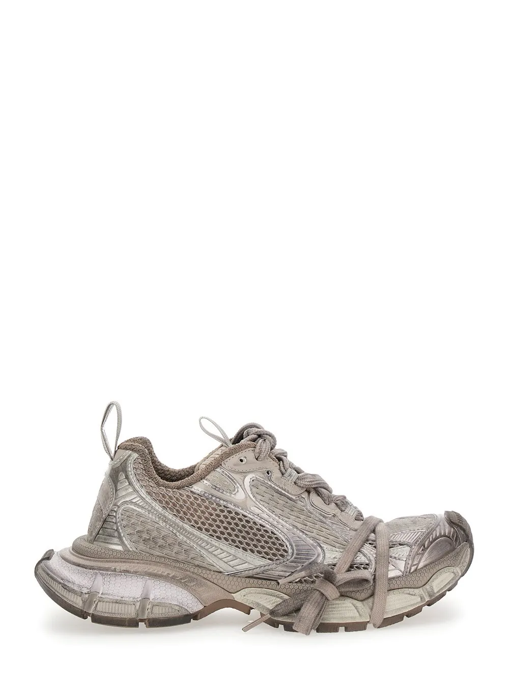 Beigefarbene Low-Top-Sneakers "3XL" mit Logodetail aus technischem Stoff Damen